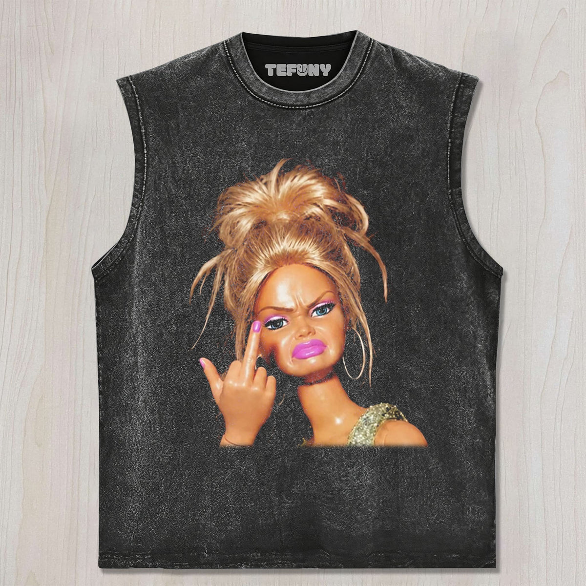 MIDDLE FINGER DOLL FUNNY UNISEX TEE, TANK TOP, LAYERED LS, SWEATSHIRT & HOODIE