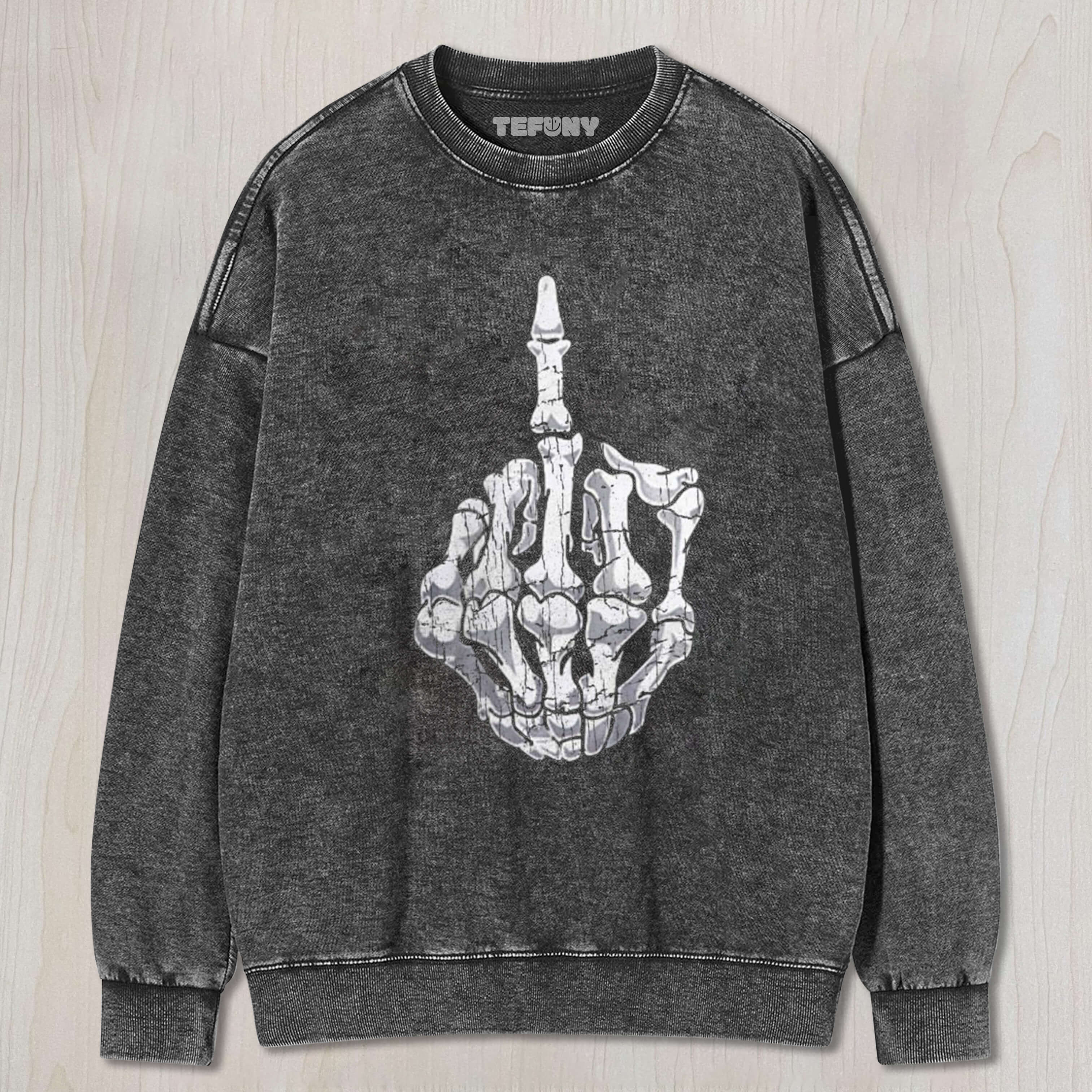 MIDDLE FINGER SKELETON TEE & SWEAT & HOOD