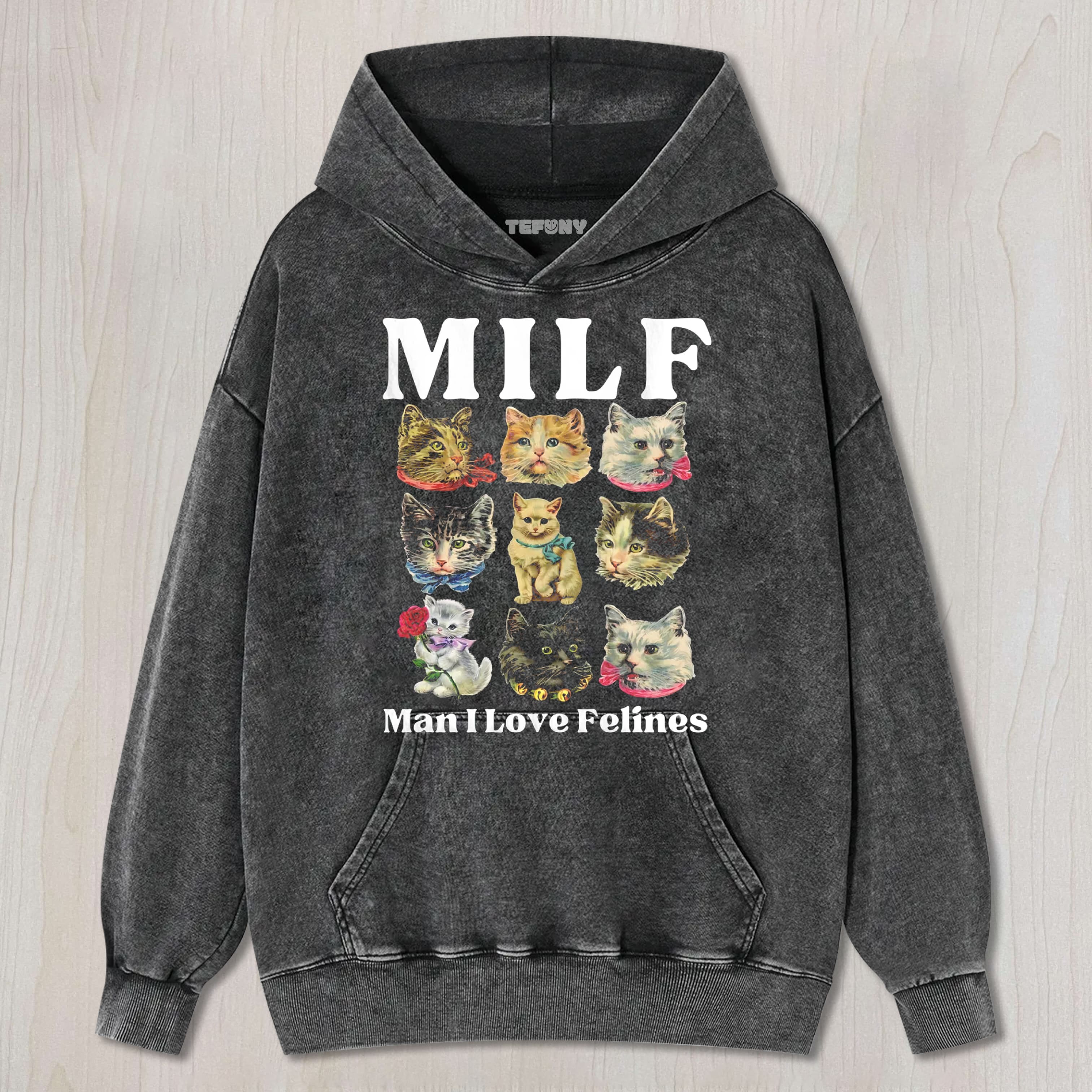 MILF MAN I LOVE FELINES CAT PORTRAIT GRAPHIC COTTON UNISEX TEE, TANK TOP, LAYERED LS, SWEATSHIRT & HOODIE