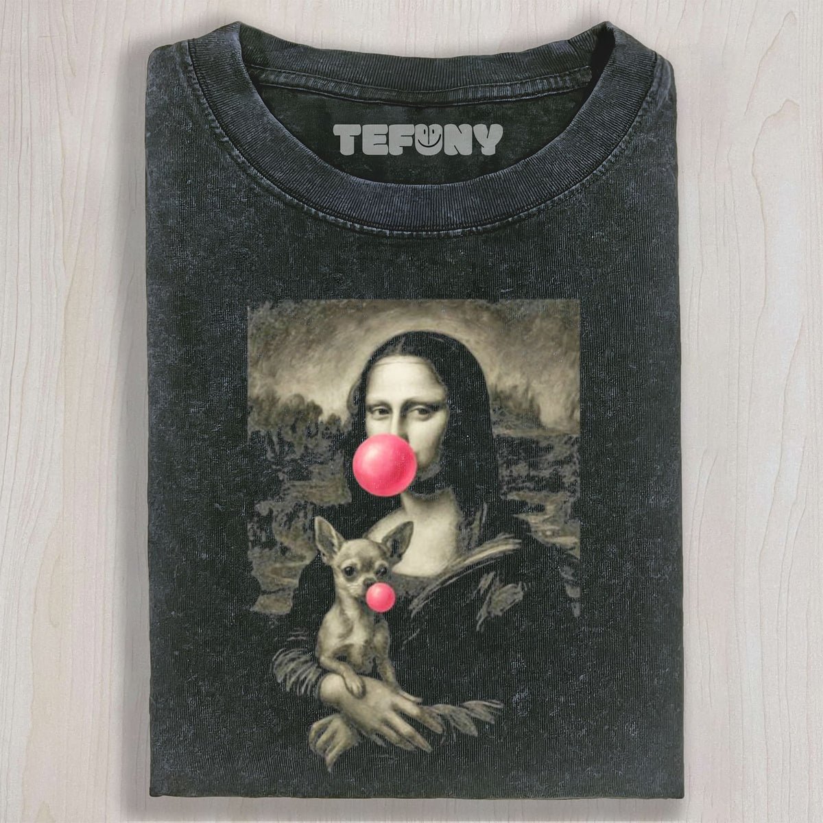 MONA LISA BLOWING BUBBLES UNISEX TEE, TANK TOP, LAYERED LS, SWEATSHIRT & HOODIE