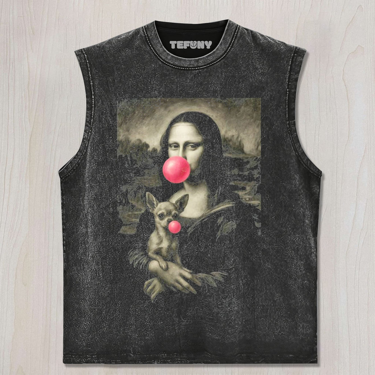 MONA LISA BLOWING BUBBLES UNISEX TEE, TANK TOP, LAYERED LS, SWEATSHIRT & HOODIE