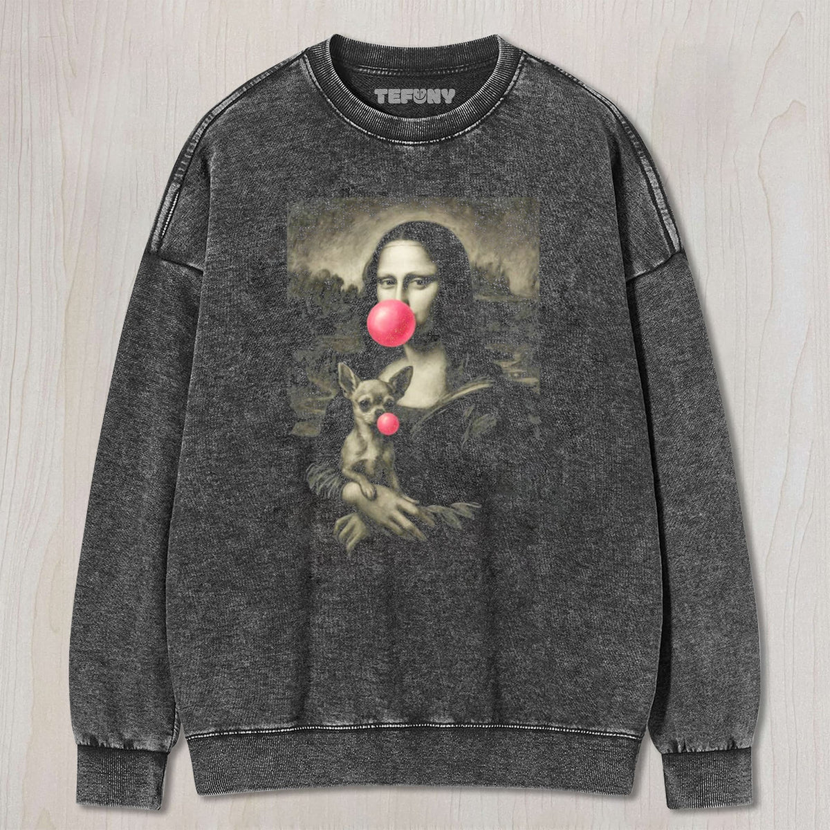 MONA LISA BLOWING BUBBLES UNISEX TEE, TANK TOP, LAYERED LS, SWEATSHIRT & HOODIE