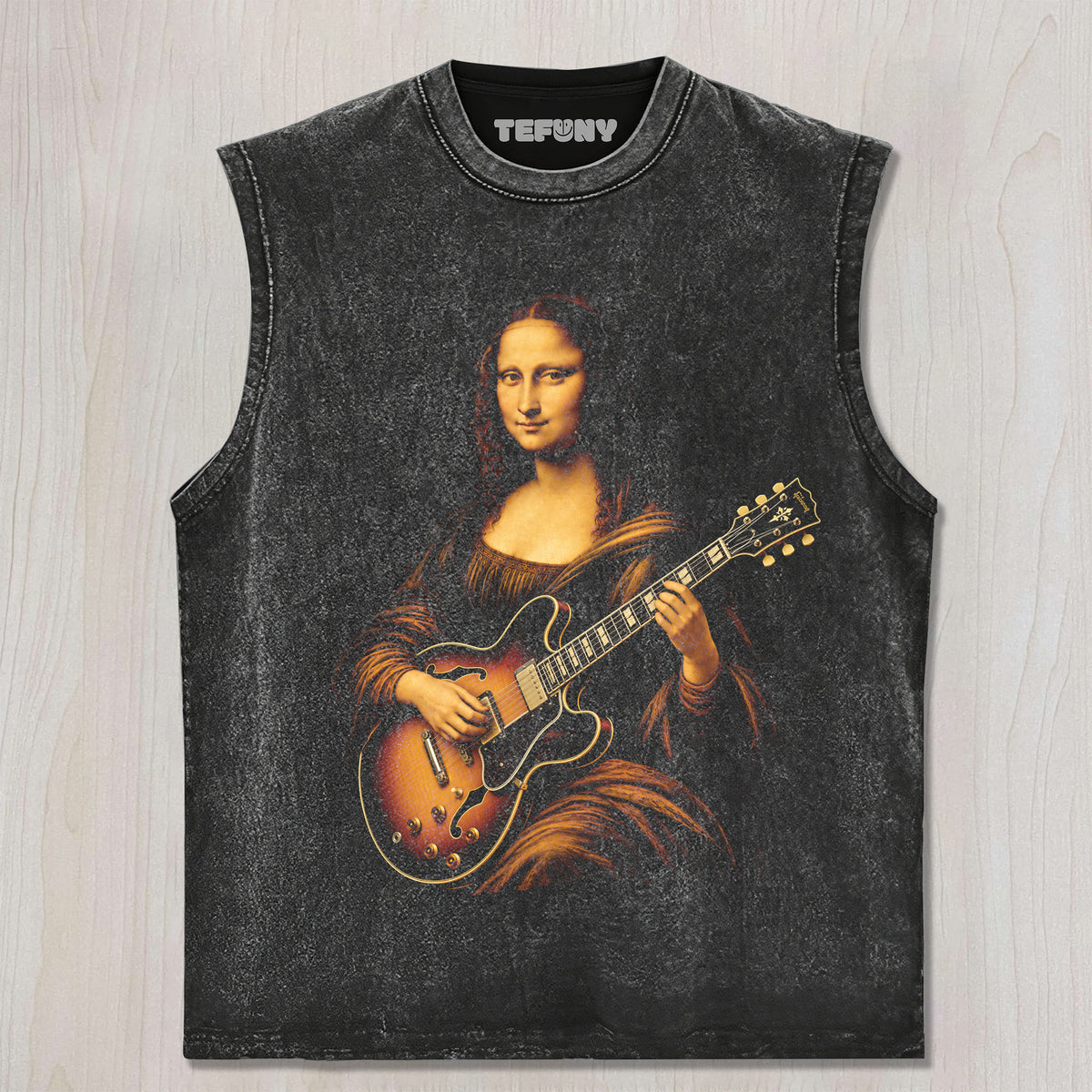 MONA LISA GUITAR UNISEX TEE, TANK TOP, LAYERED LS, SWEATSHIRT & HOODIE