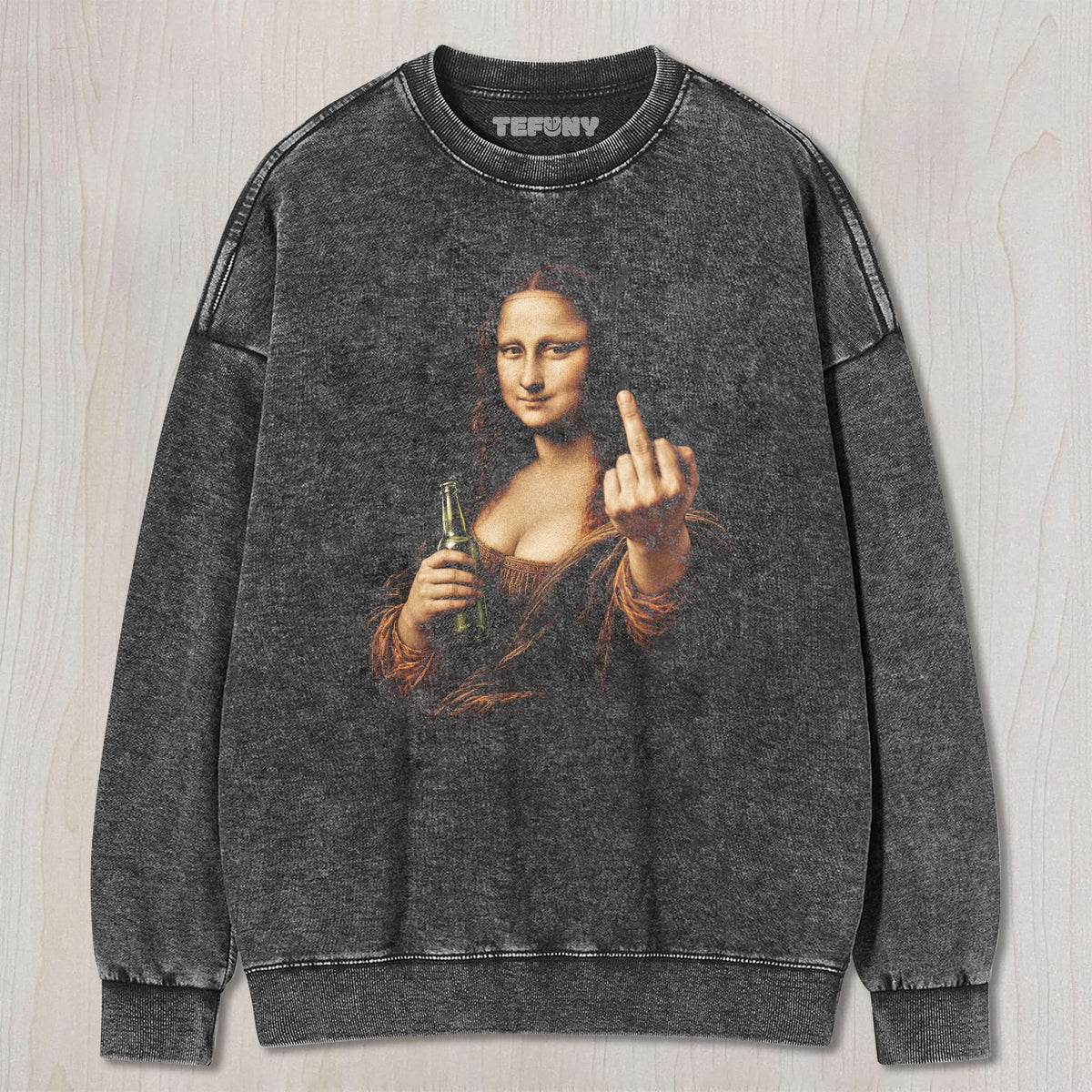MONA LISA MIDDLE FINGER UNISEX TEE, TANK TOP, LAYERED LS, SWEATSHIRT & HOODIE