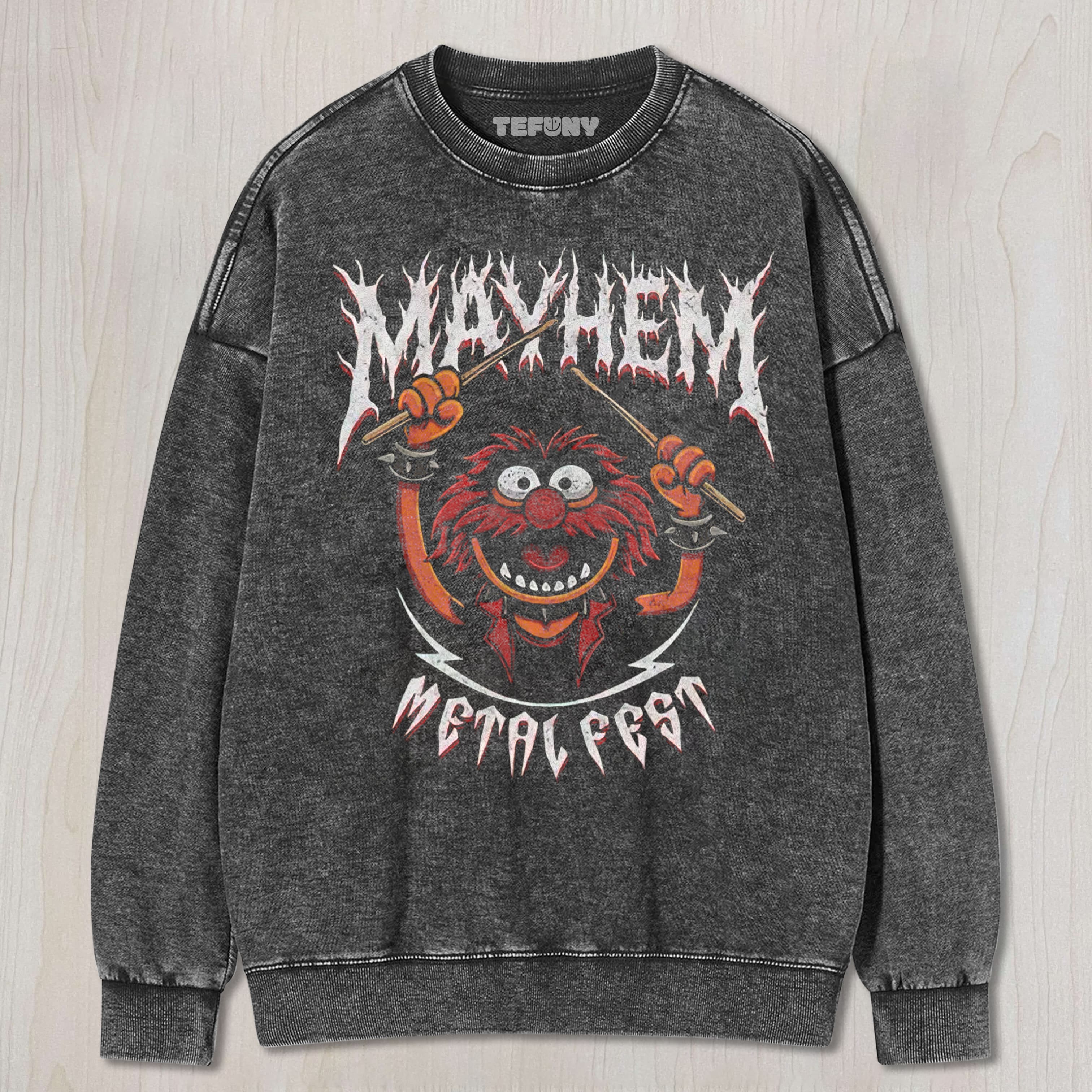 MUPPET ANIMAL METAL FEST GRAPHIC WASHED UNISEX TEE, TANK TOP, LAYERED LS, SWEATSHIRT & HOODIE