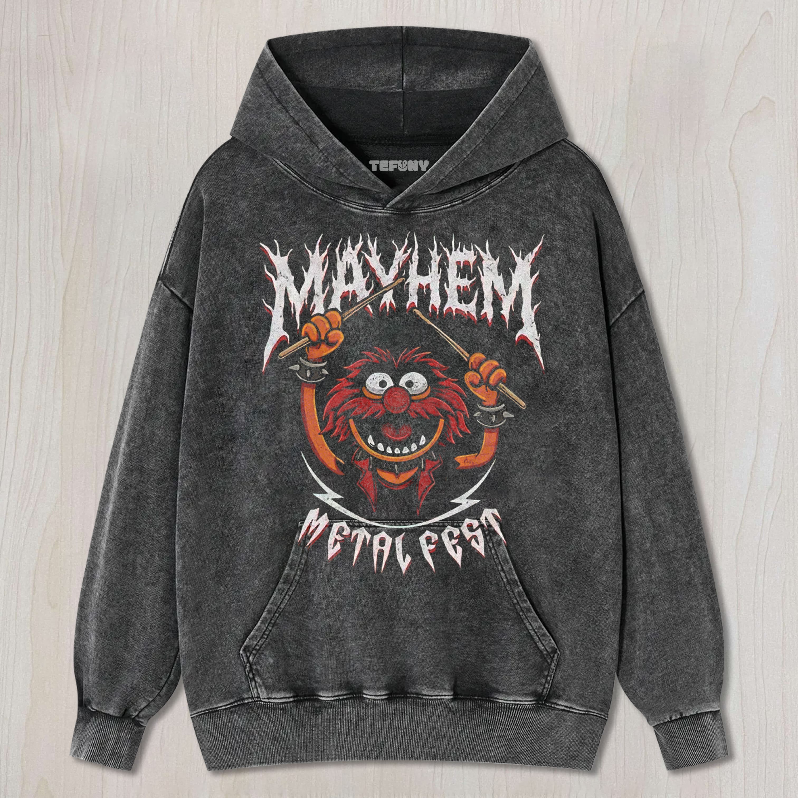 MUPPET ANIMAL METAL FEST GRAPHIC WASHED UNISEX TEE, TANK TOP, LAYERED LS, SWEATSHIRT & HOODIE