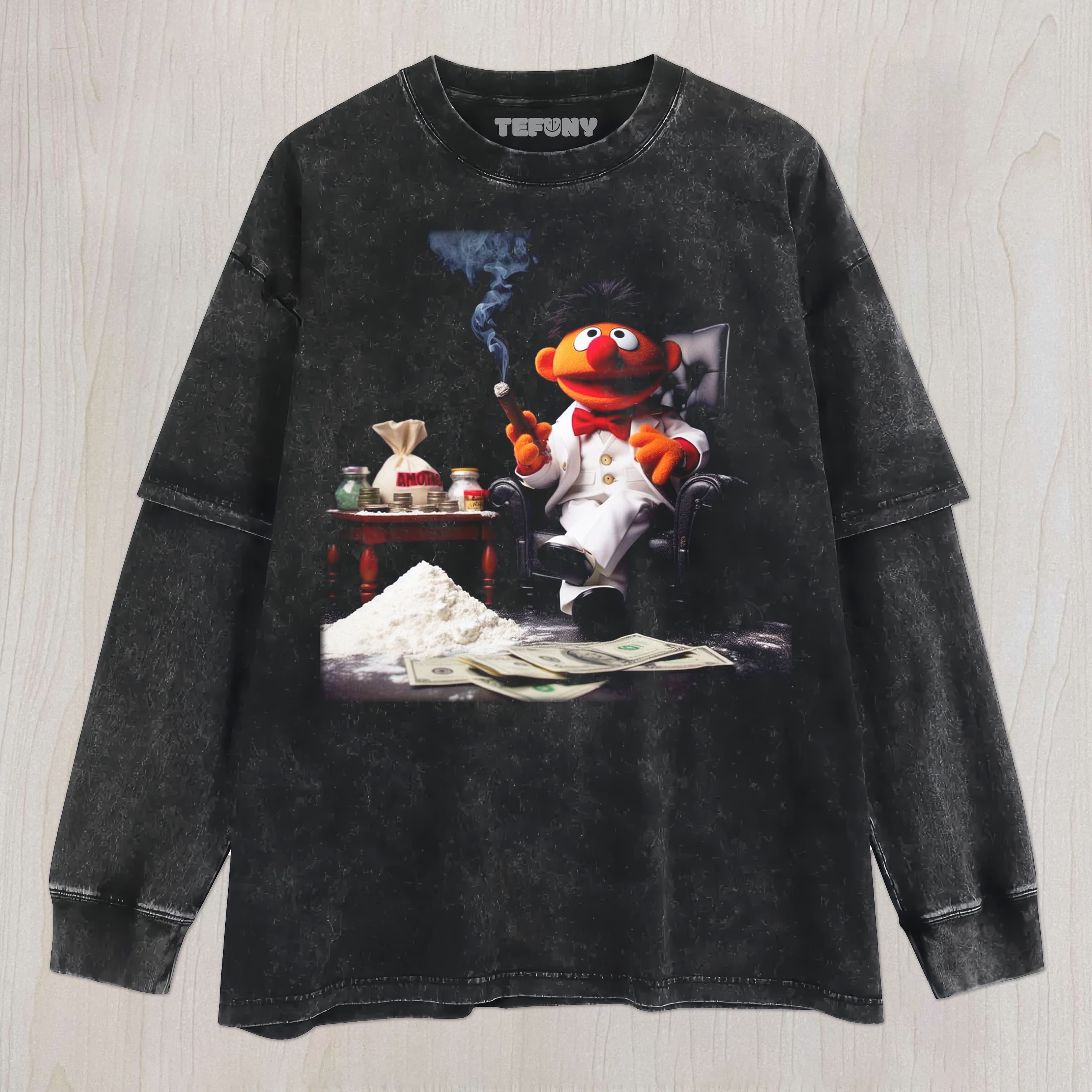 MUPPET HOLDING A CIGAR UNISEX TEE, TANK TOP, LAYERED LS, SWEATSHIRT & HOODIE