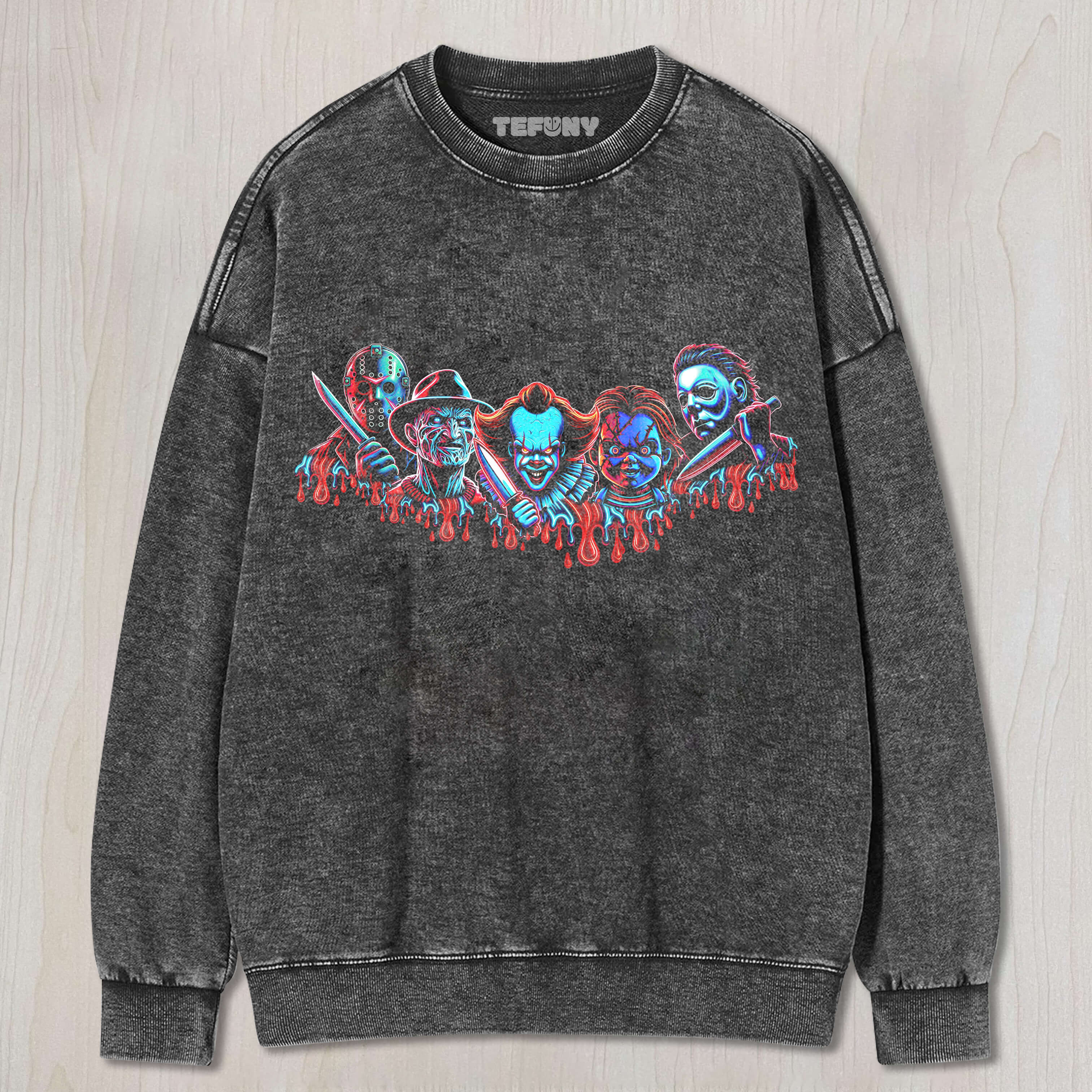 NEON HORROR MOVIE PUZZLE T-SHIRT