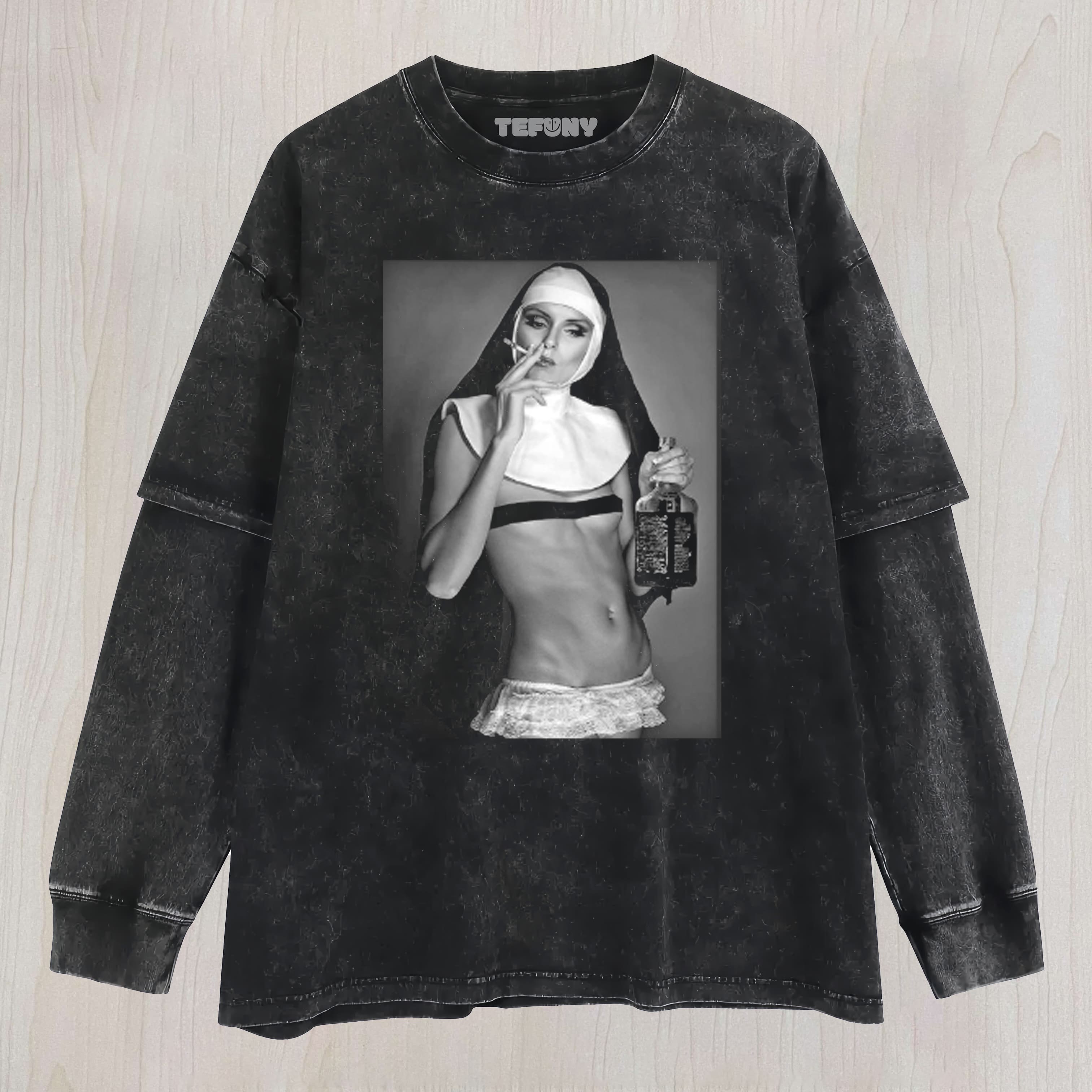 NUN SMOKING UNISEX TEE, TANK TOP, LAYERED LS, SWEATSHIRT & HOODIE