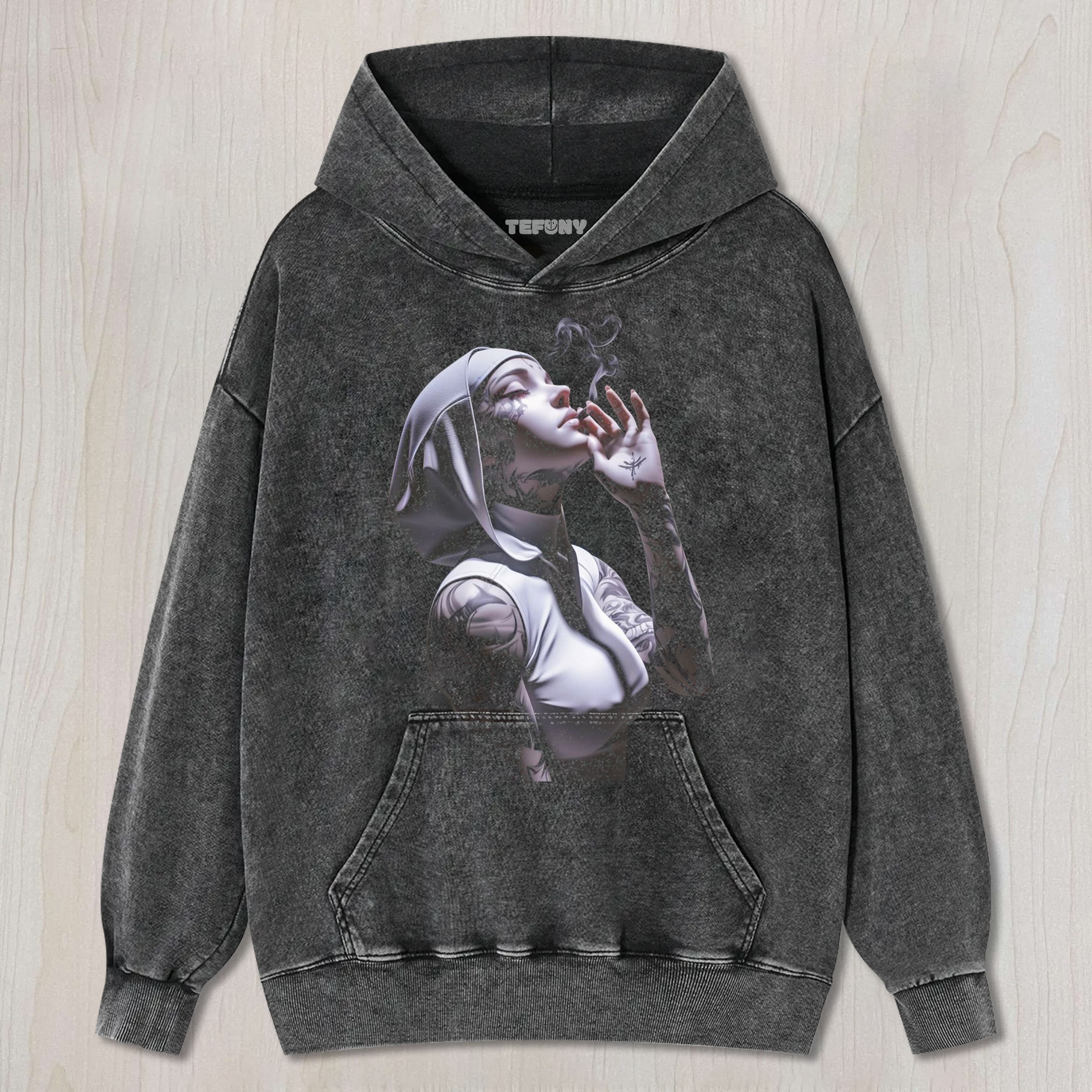 NUN SMOKING UNISEX TEE, TANK TOP, LAYERED LS, SWEATSHIRT & HOODIE
