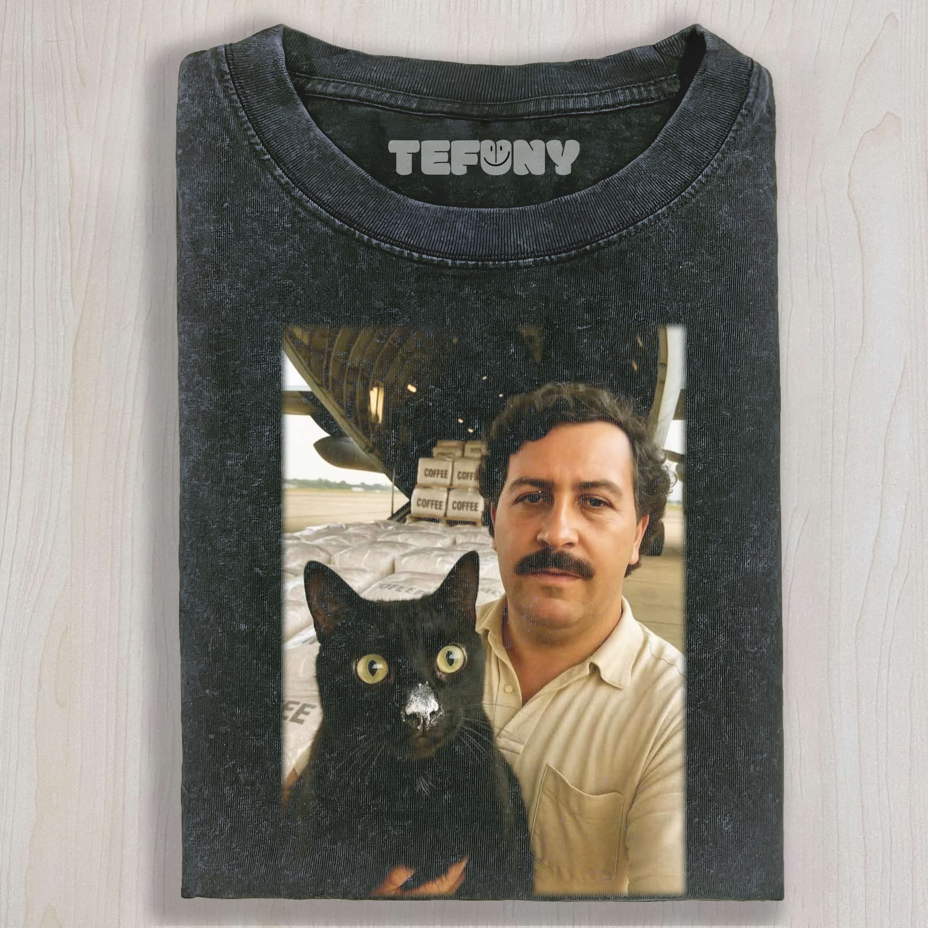 PABLO AND HIS CAT WITH WHITE POWDER ON ITS FACE TEE & SWEAT & HOOD