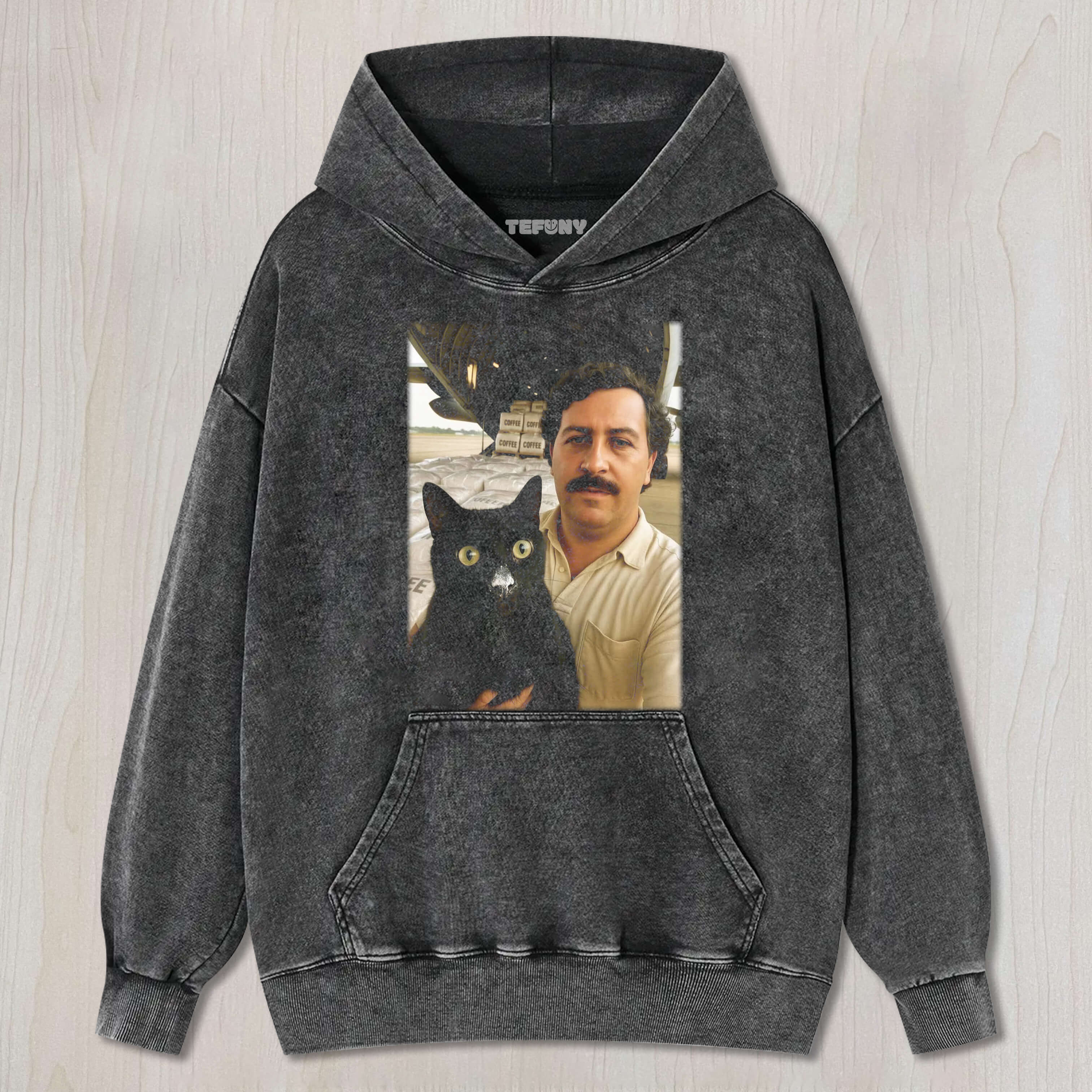 PABLO AND HIS CAT WITH WHITE POWDER ON ITS FACE TEE & SWEAT & HOOD