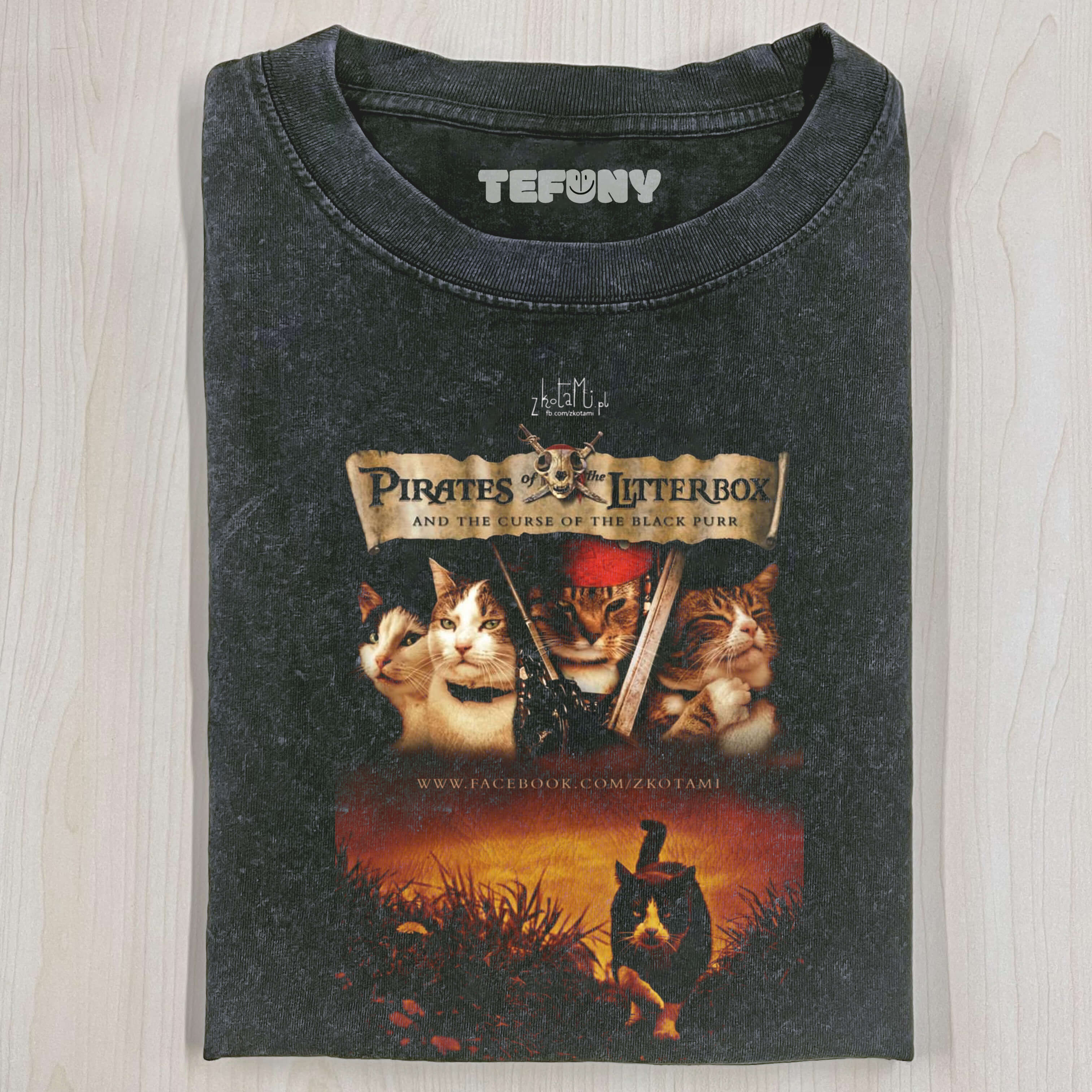 PIRATES OF THE CARIBBEAN FUNNY CAT T-THIRT