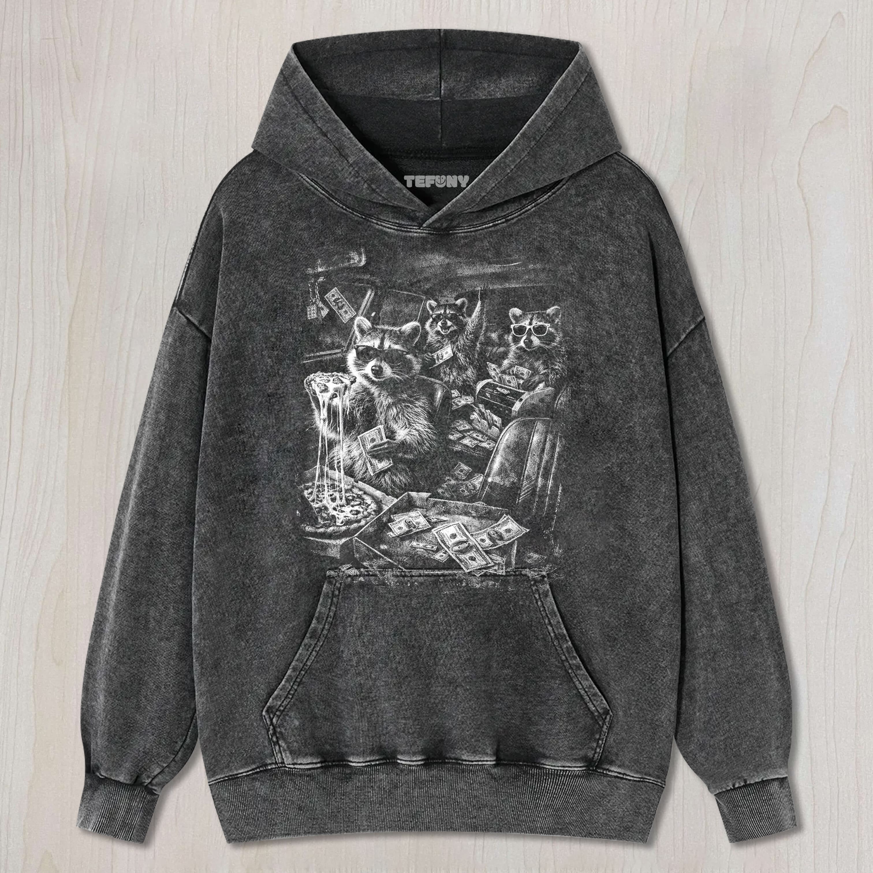 RACCOON GANG PIZZA UNISEX TEE, TANK TOP, LAYERED LS, SWEATSHIRT & HOODIE