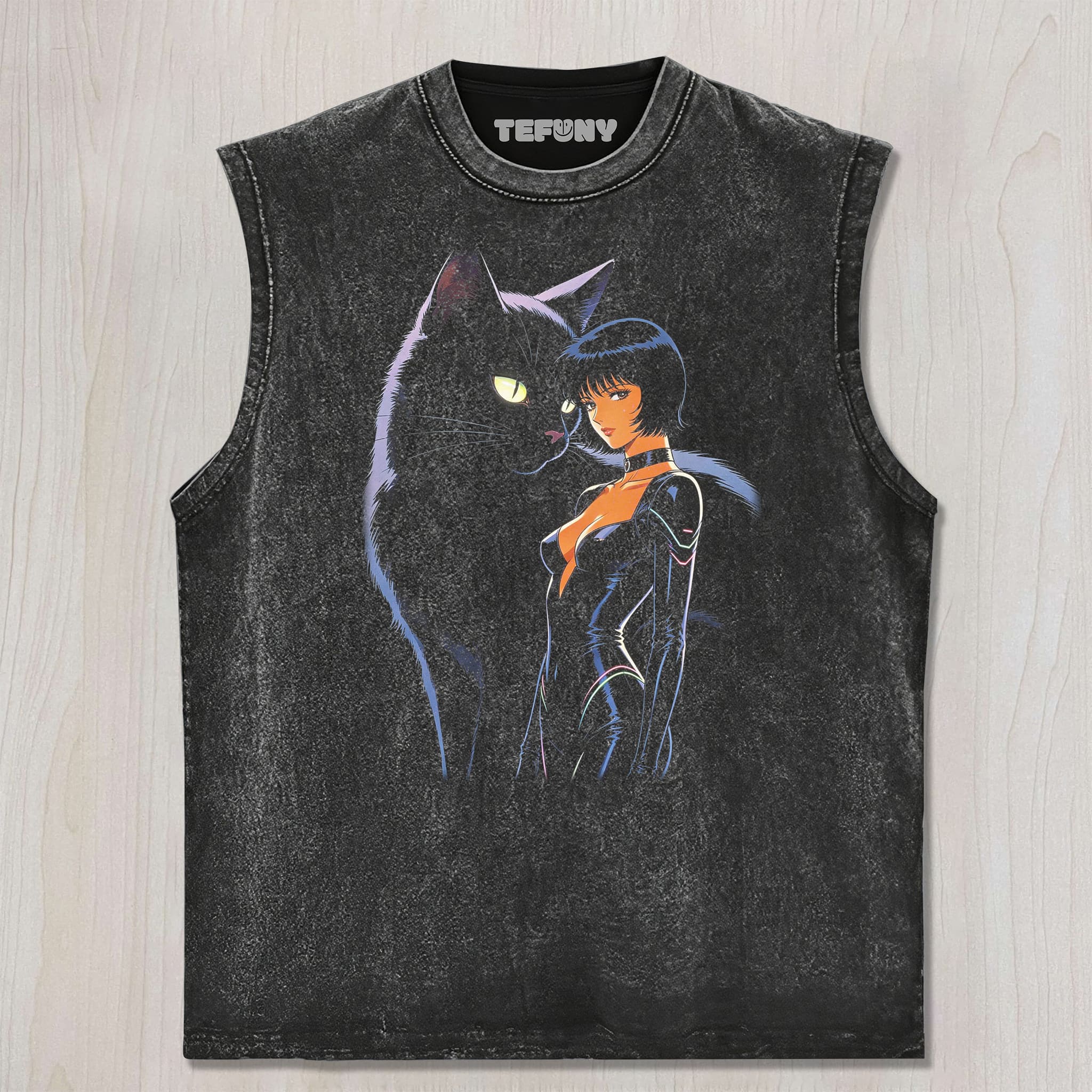 RETRO 90S GIRL AND CAT V2 UNISEX TEE, TANK TOP, LAYERED LS, SWEATSHIRT & HOODIE