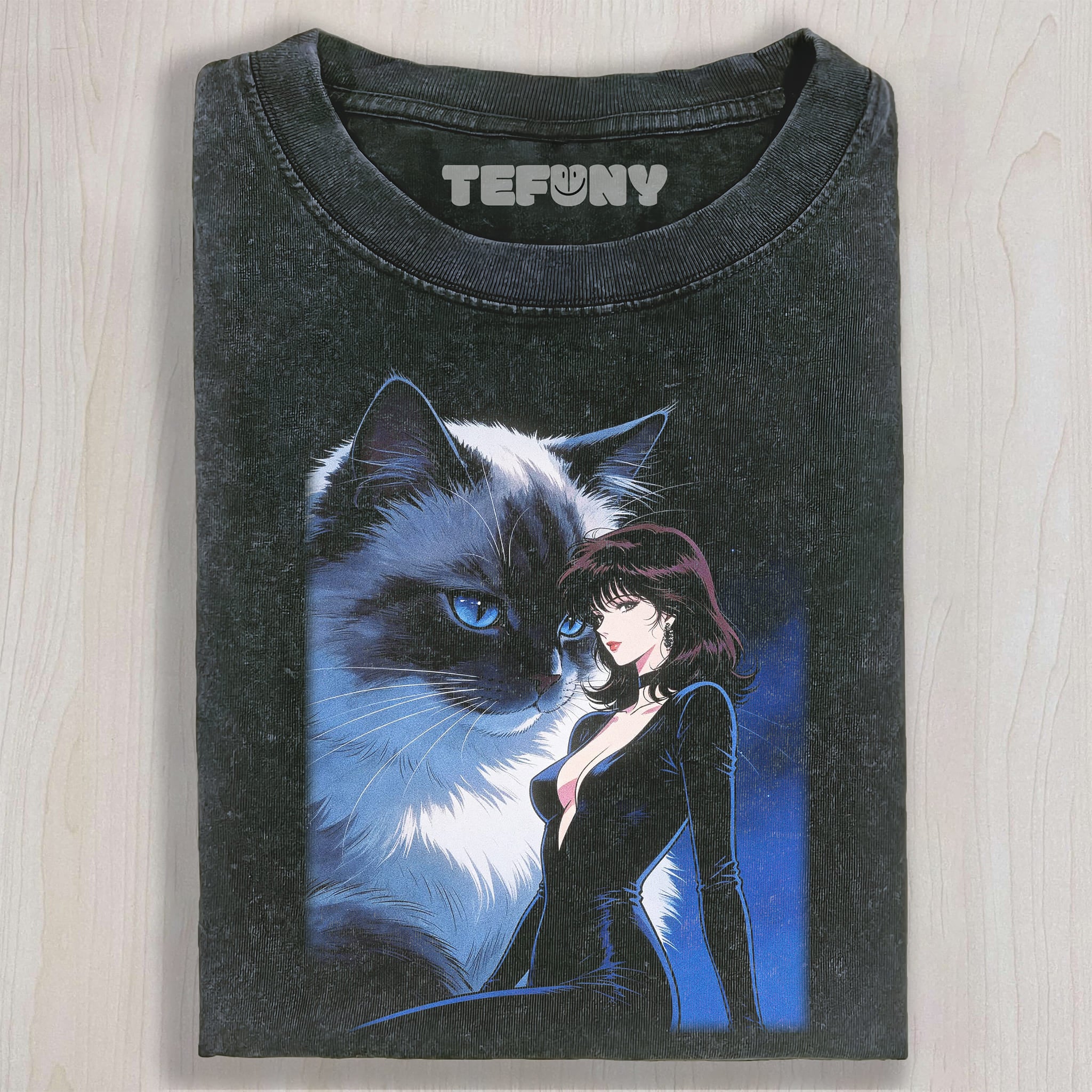 RETRO 90S GIRL AND CAT V5 UNISEX TEE, TANK TOP, LAYERED LS, SWEATSHIRT & HOODIE