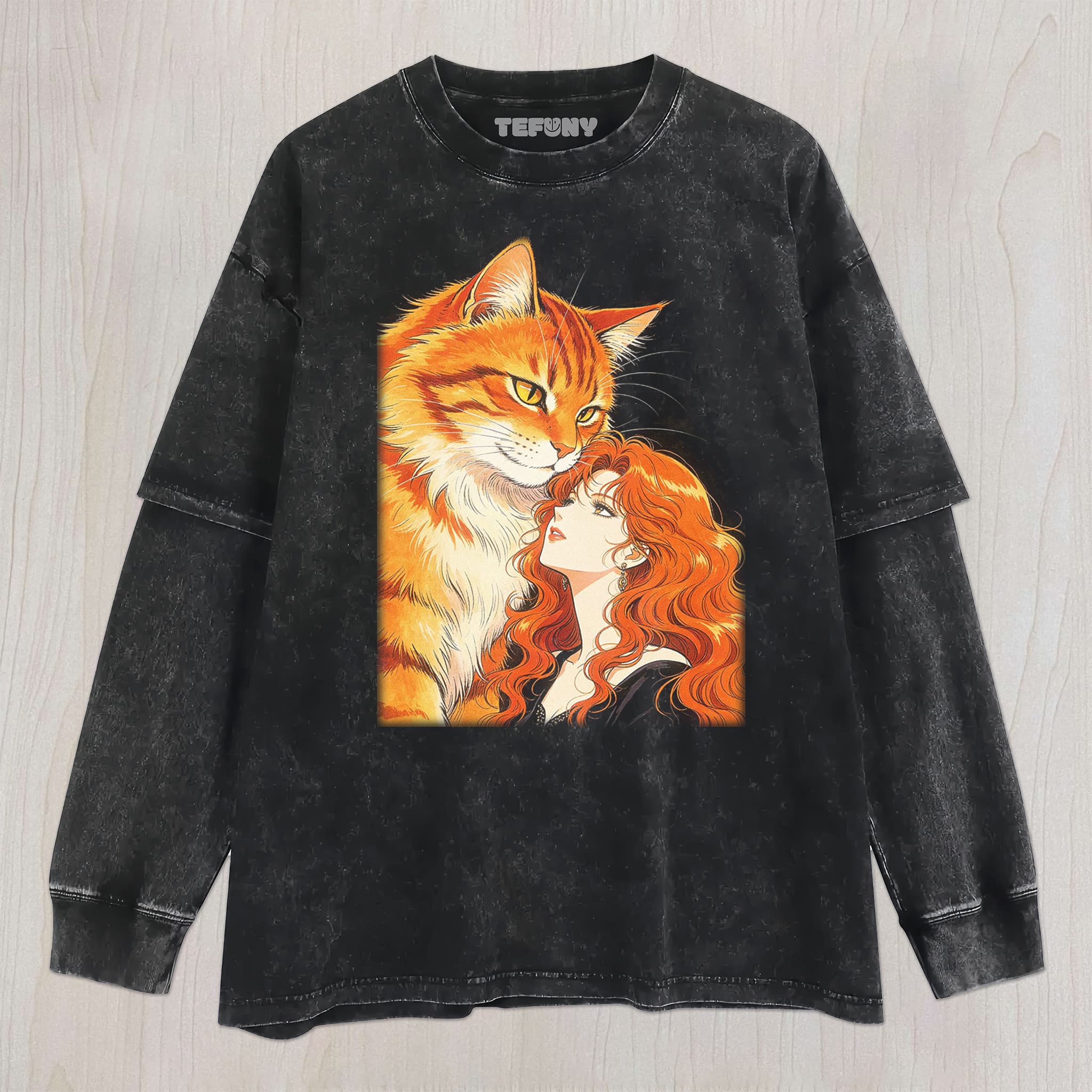 RETRO 90S GIRL AND CAT V6 UNISEX TEE, TANK TOP, LAYERED LS, SWEATSHIRT & HOODIE