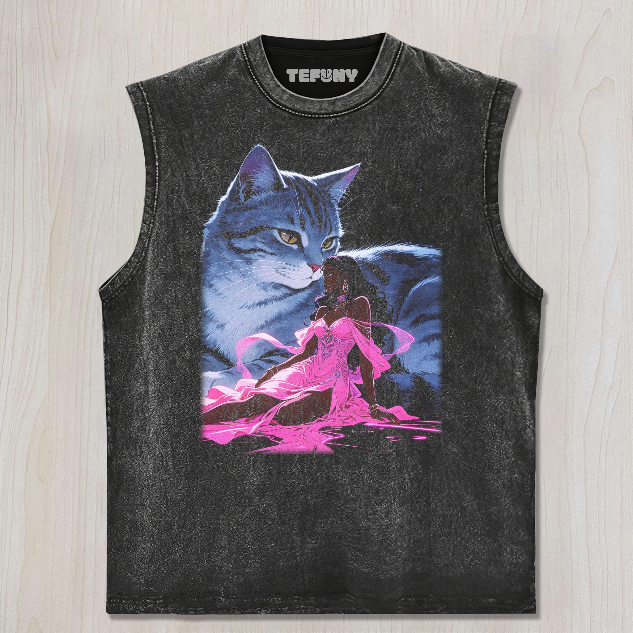 RETRO 90S GIRL AND CAT V8 UNISEX TEE, TANK TOP, LAYERED LS, SWEATSHIRT & HOODIE