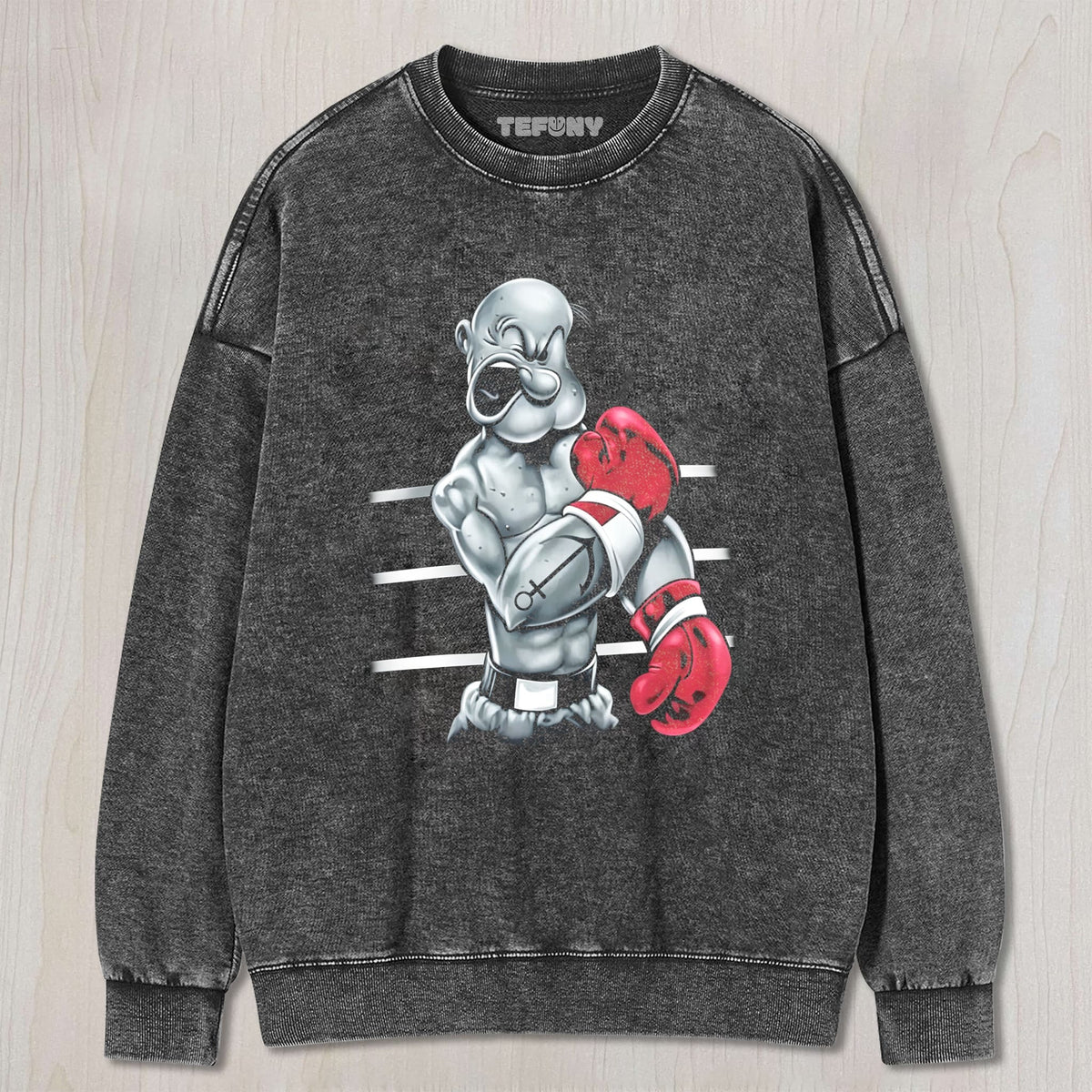 RETRO BOXING MUSCULAR SAILOR FIGURE GRAPHIC COTTON UNISEX TEE, TANK TOP, LAYERED LS, SWEATSHIRT & HOODIE