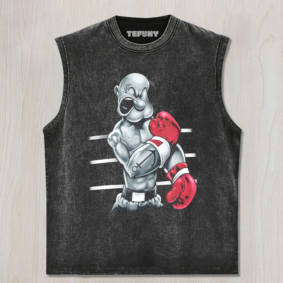 RETRO BOXING MUSCULAR SAILOR FIGURE GRAPHIC COTTON UNISEX TEE, TANK TOP, LAYERED LS, SWEATSHIRT & HOODIE