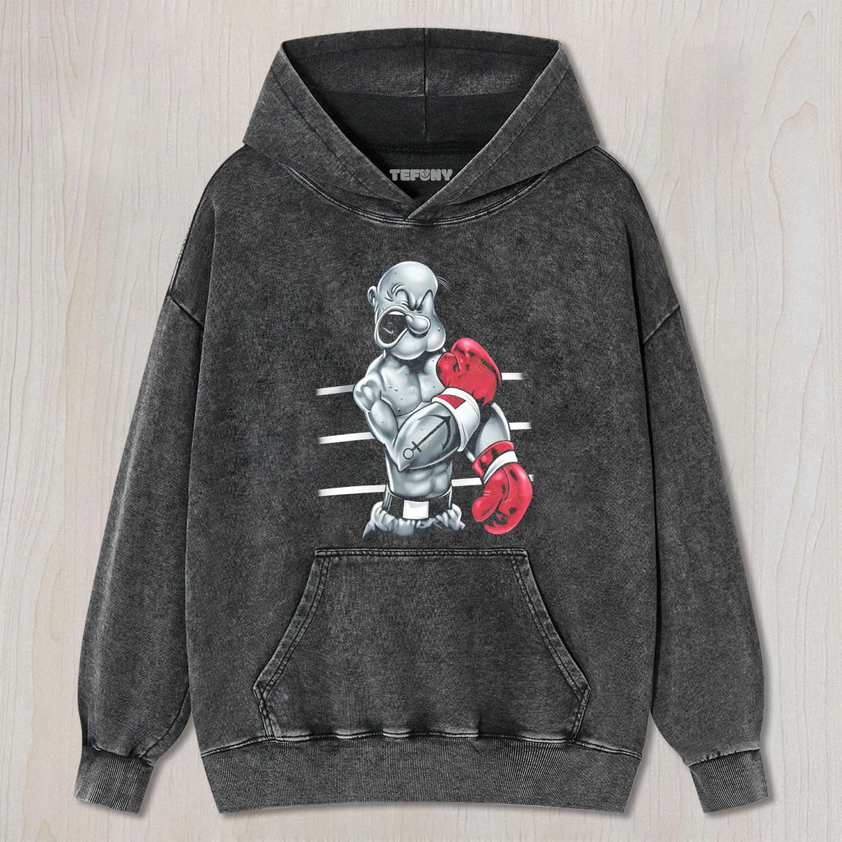 RETRO BOXING MUSCULAR SAILOR FIGURE GRAPHIC COTTON UNISEX TEE, TANK TOP, LAYERED LS, SWEATSHIRT & HOODIE
