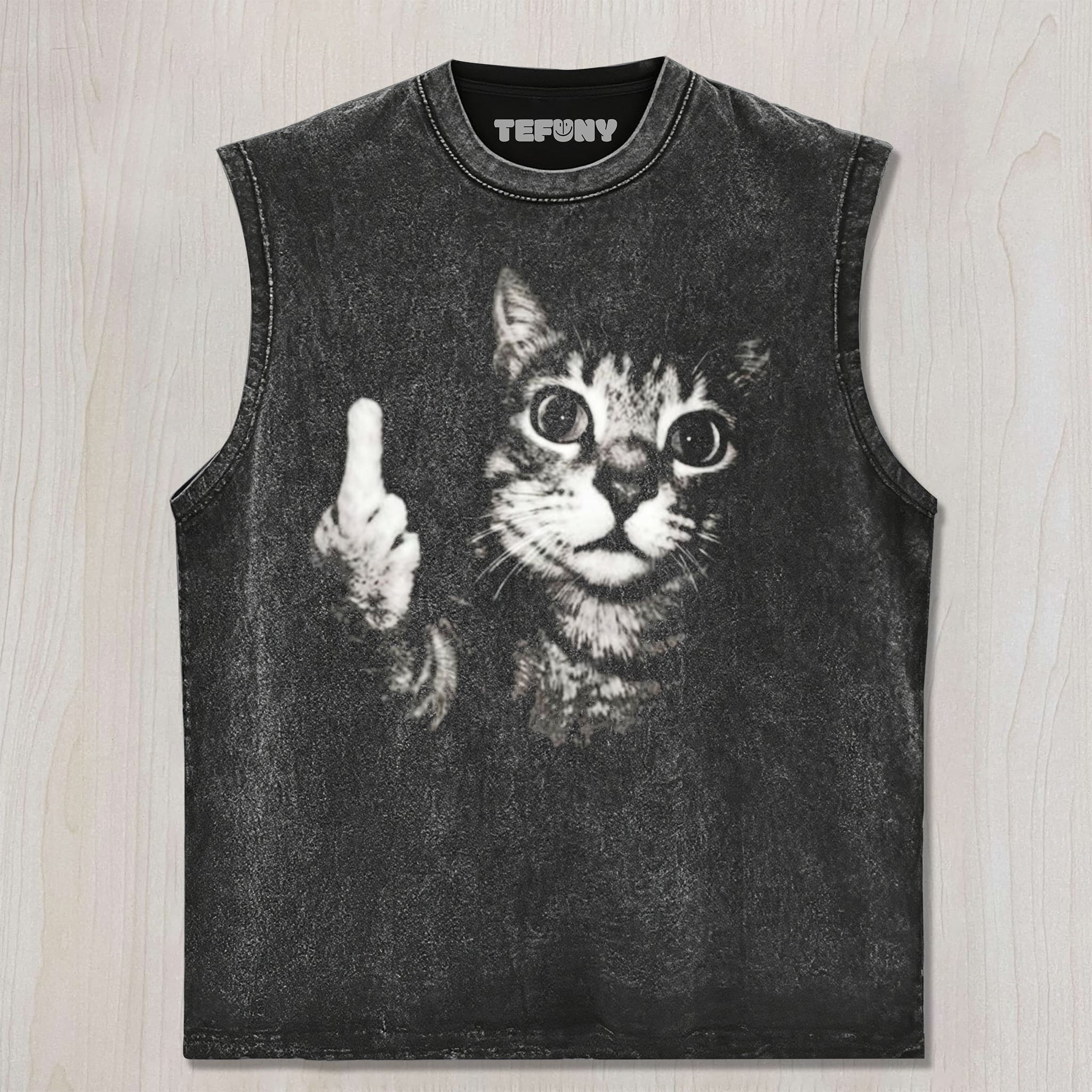 RETRO CAT MIDDLE FINGER UNISEX TEE, TANK TOP, LAYERED LS, SWEATSHIRT & HOODIE