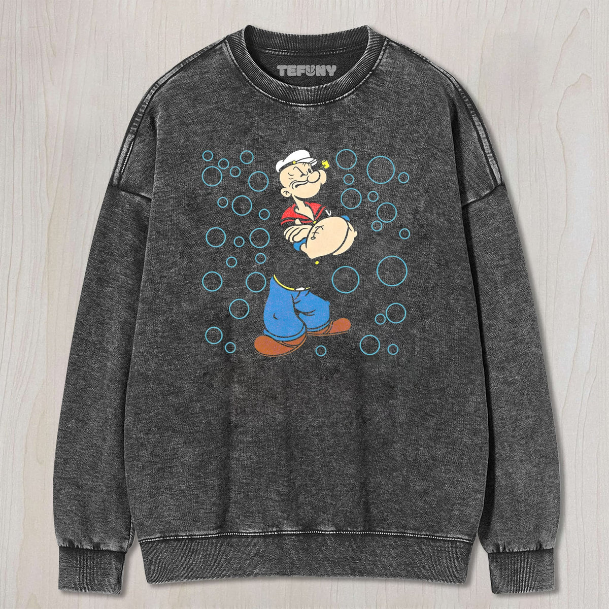 RETRO MUSCULAR SAILOR CHARACTER WITH BUBBLES UNISEX TEE, TANK TOP, LAYERED LS, SWEATSHIRT & HOODIE