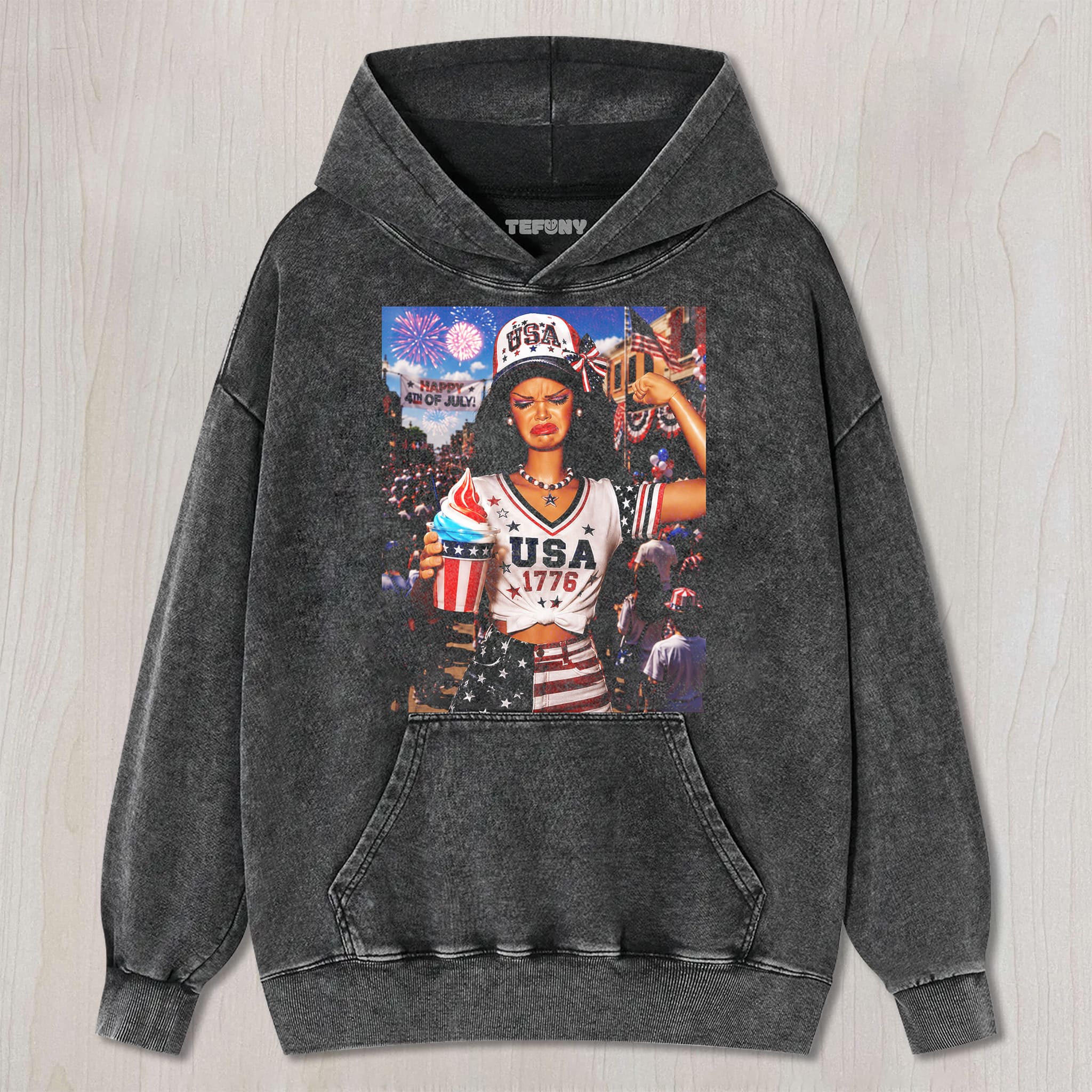 RETRO DOLL 4TH OF JULY UNISEX TEE, TANK TOP, LAYERED LS, SWEATSHIRT & HOODIE