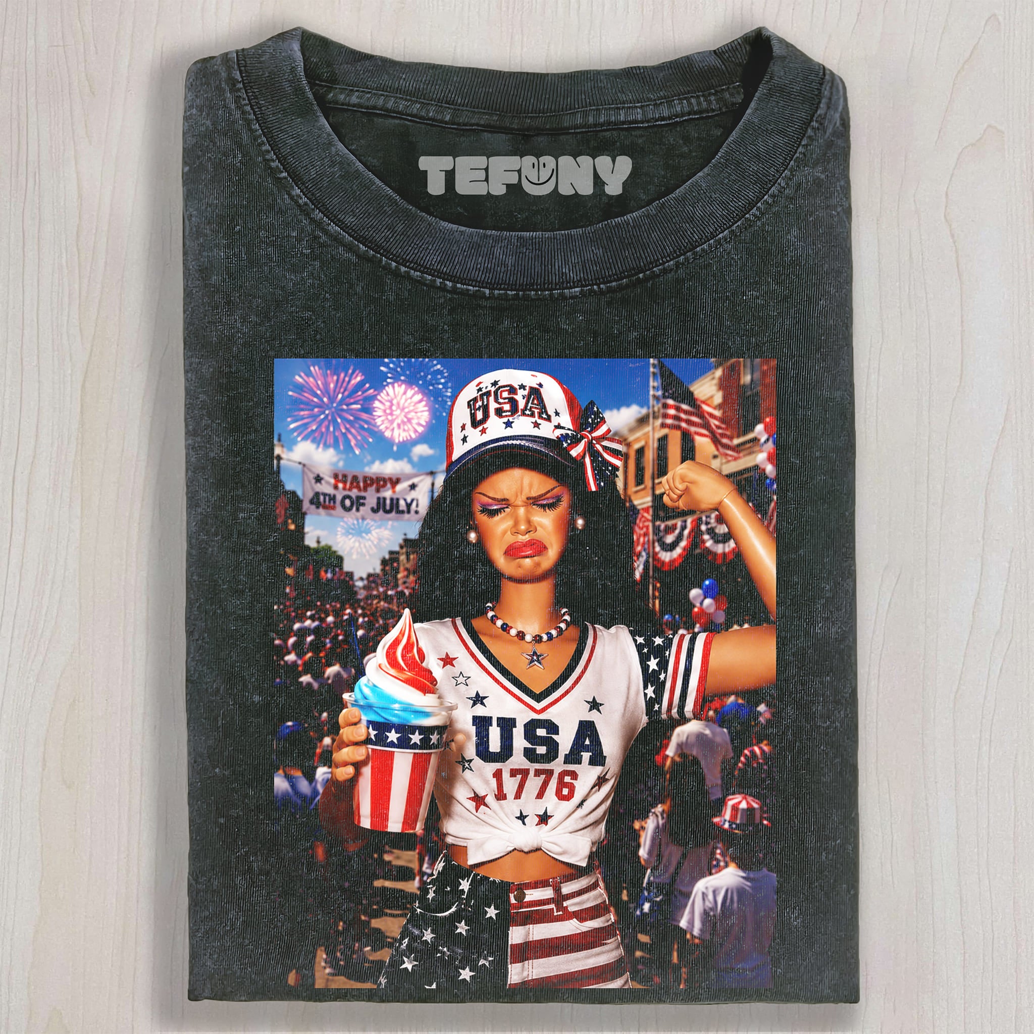 RETRO DOLL 4TH OF JULY UNISEX TEE, TANK TOP, LAYERED LS, SWEATSHIRT & HOODIE