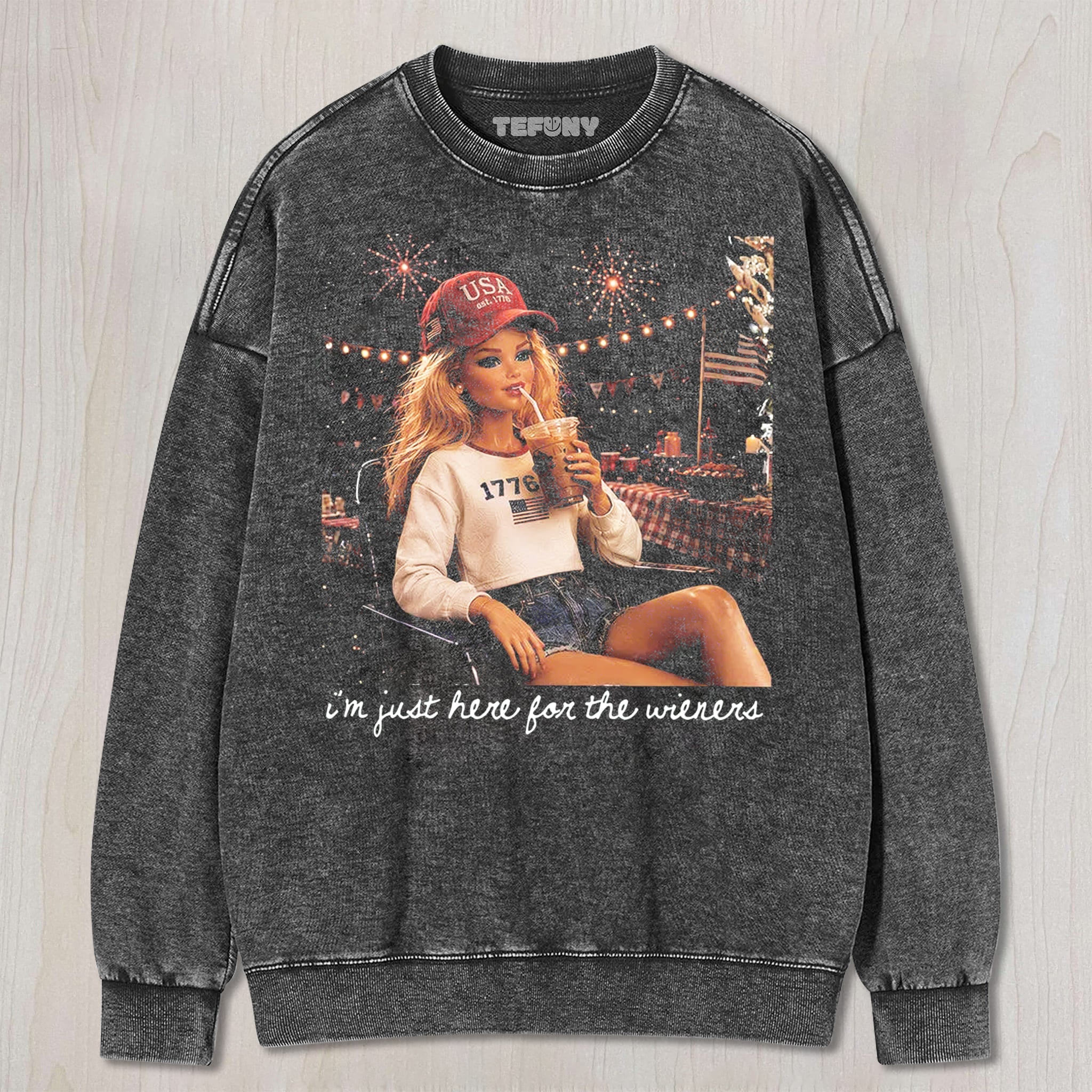 RETRO DOLL 4TH OF JULY V1 UNISEX TEE, TANK TOP, LAYERED LS, SWEATSHIRT & HOODIE