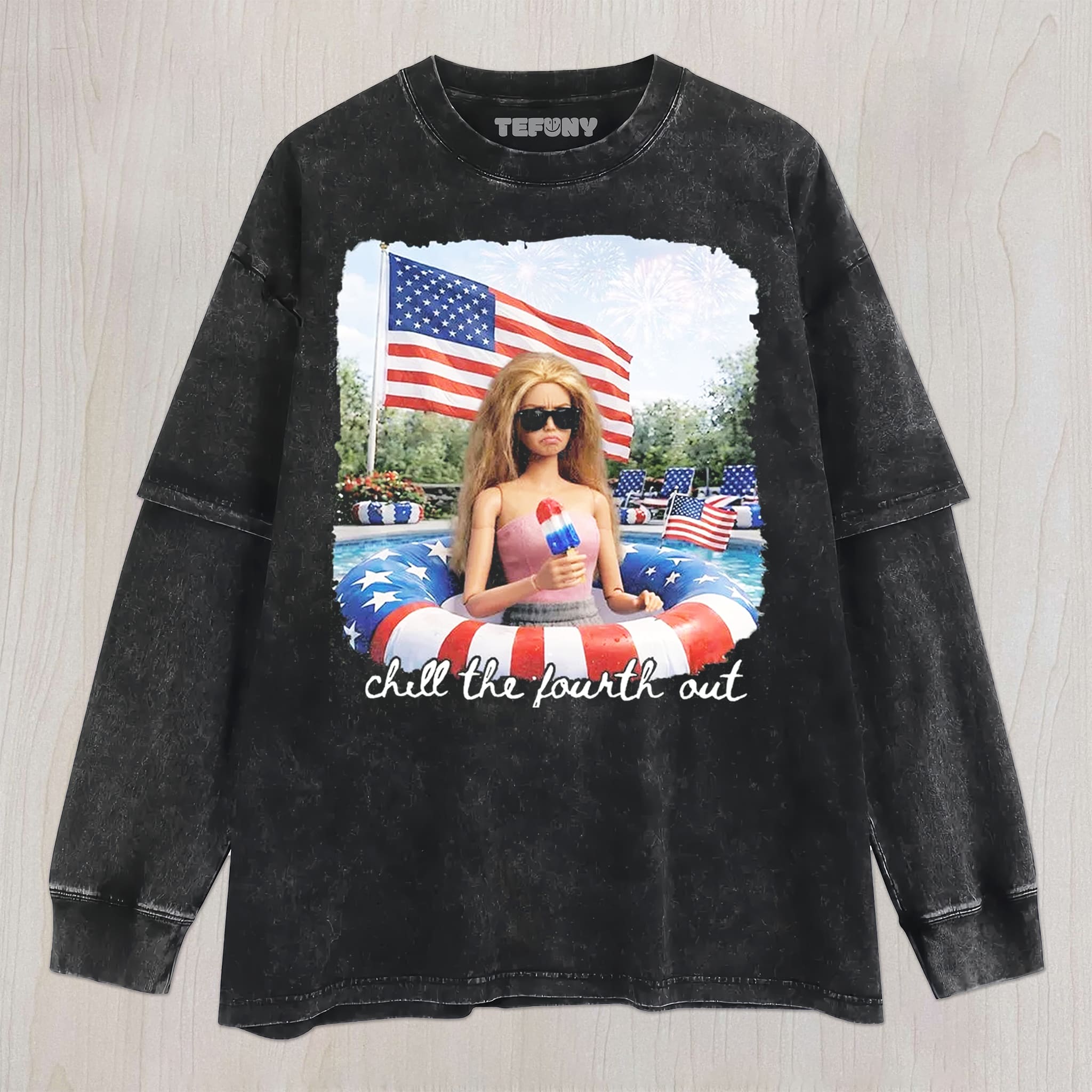 RETRO DOLL 4TH OF JULY V2 UNISEX TEE, TANK TOP, LAYERED LS, SWEATSHIRT & HOODIE