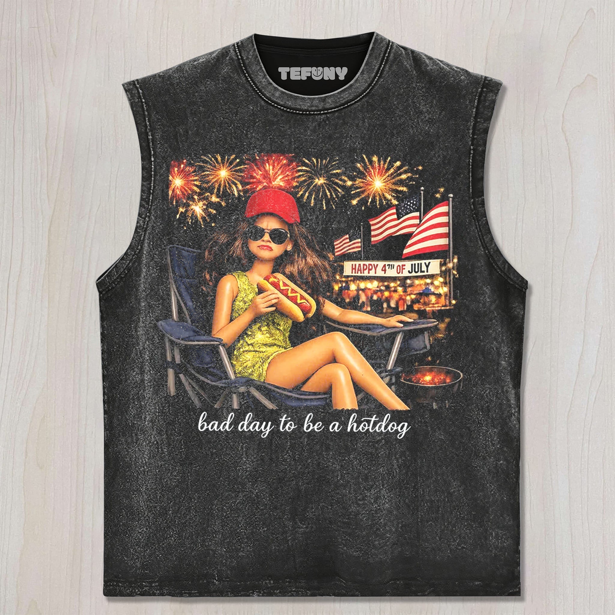 RETRO DOLL 4TH OF JULY V3 UNISEX TEE, TANK TOP, LAYERED LS, SWEATSHIRT & HOODIE