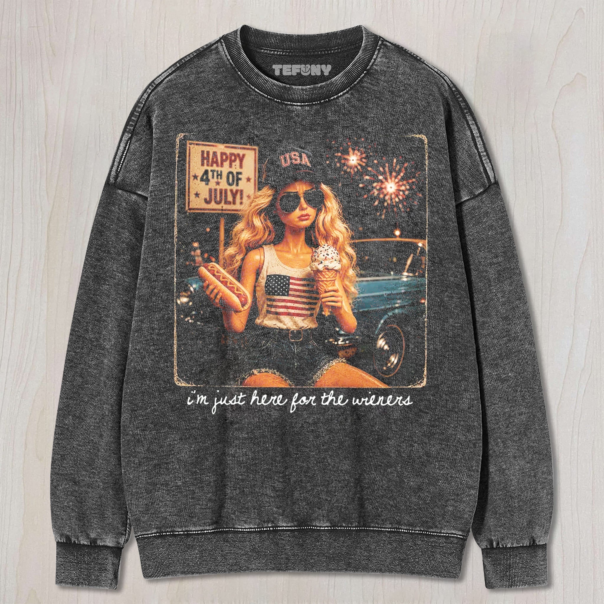 RETRO DOLL 4TH OF JULY V4 UNISEX TEE, TANK TOP, LAYERED LS, SWEATSHIRT & HOODIE