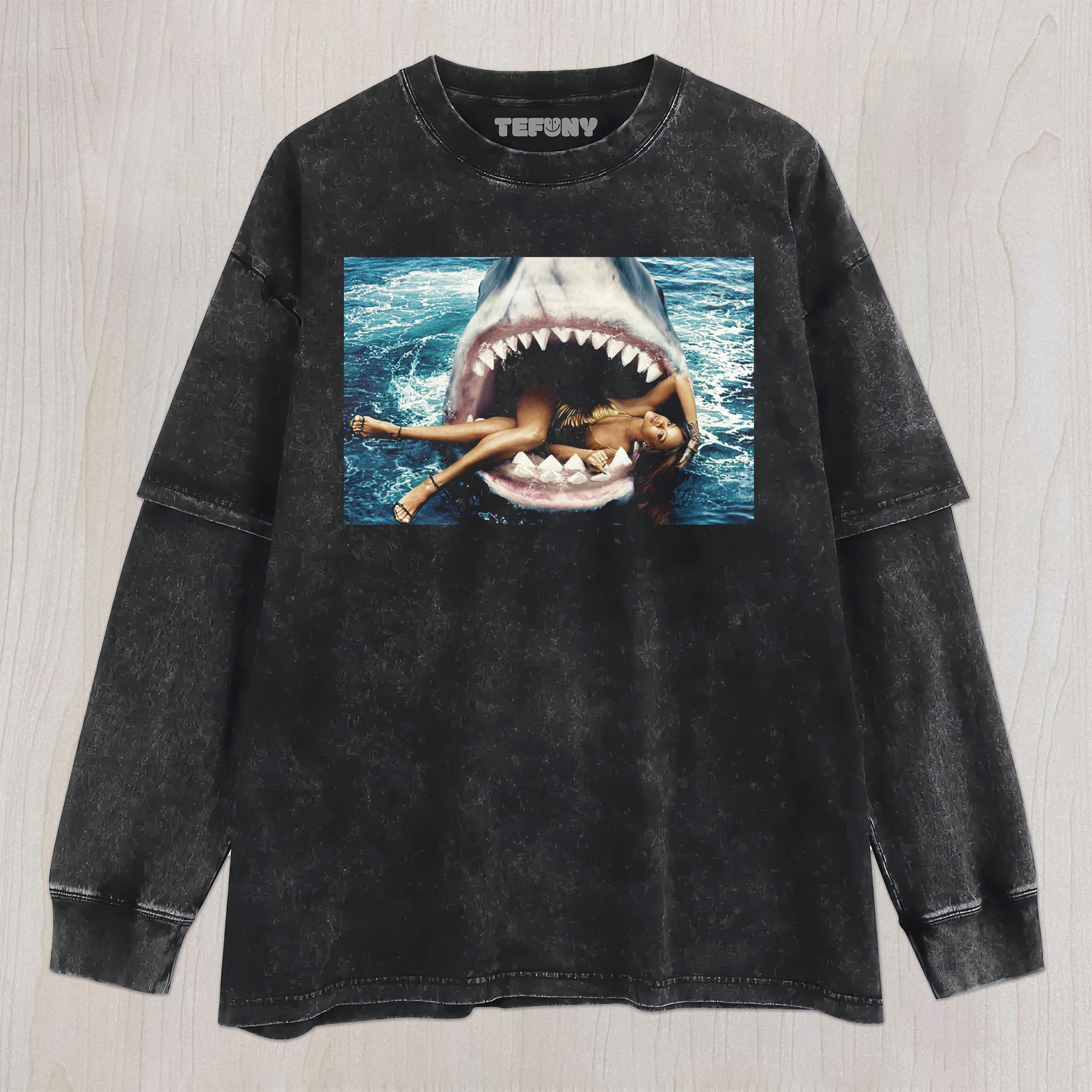RIHANNA AND THE SHARK UNISEX TEE, TANK TOP, LAYERED LS, SWEATSHIRT & HOODIE