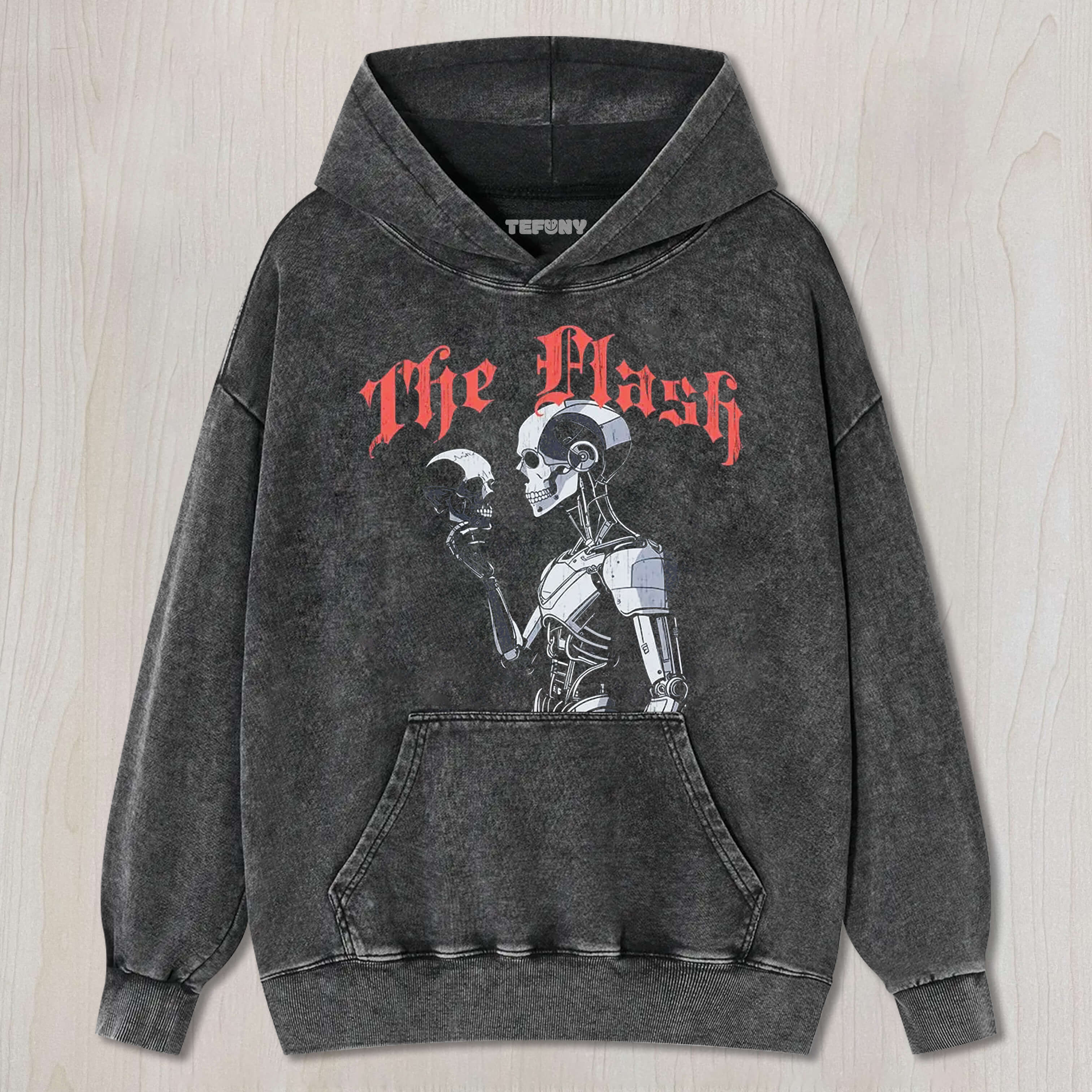 RETRO SLOGAN DEATH ROBOT PRINT WASHED TEE & SWEAT & HOOD