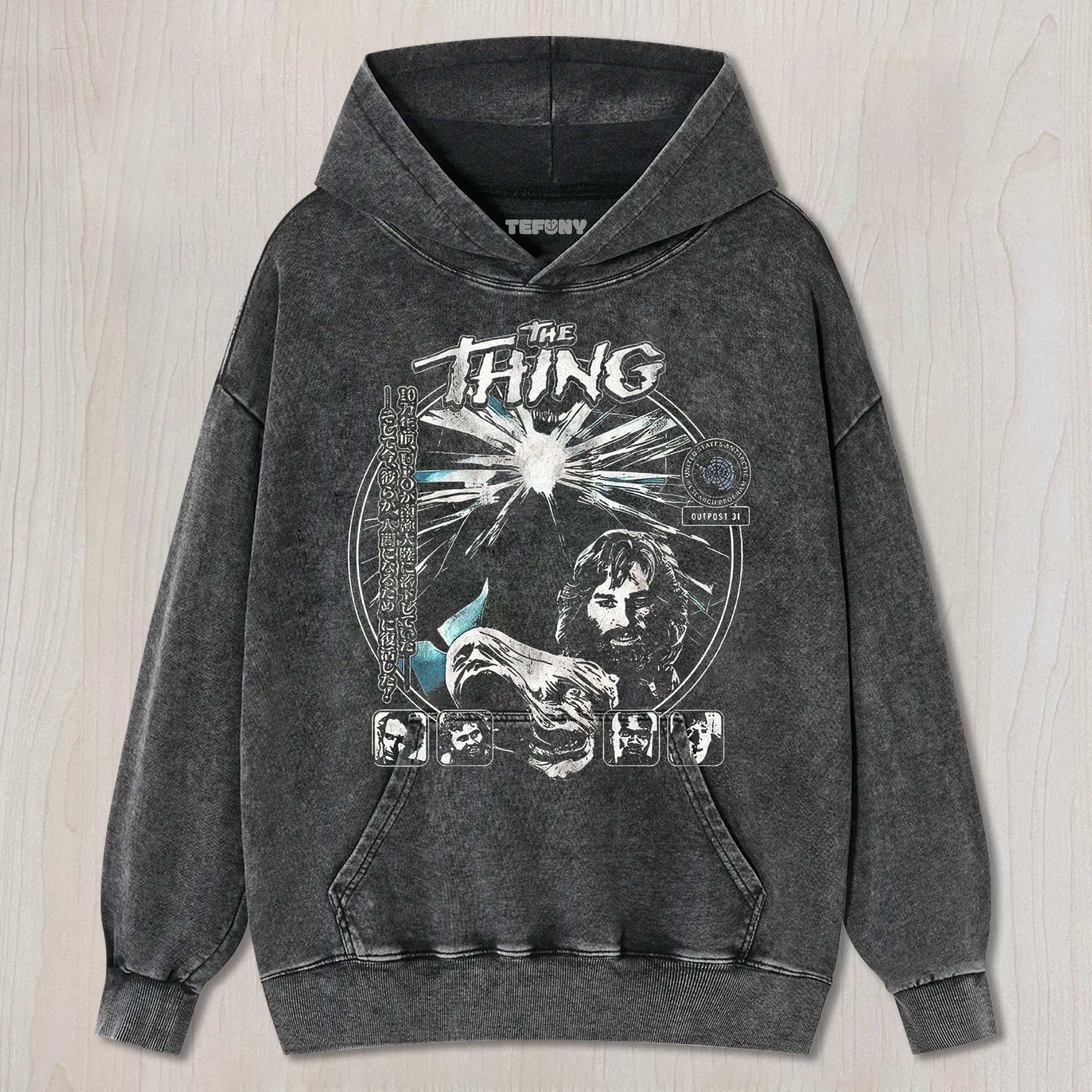 SCI-FI HORROR COLLAGE GRAPHIC VINTAGE WASHED UNISEX TEE, TANK TOP, LAYERED LS, SWEATSHIRT & HOODIE