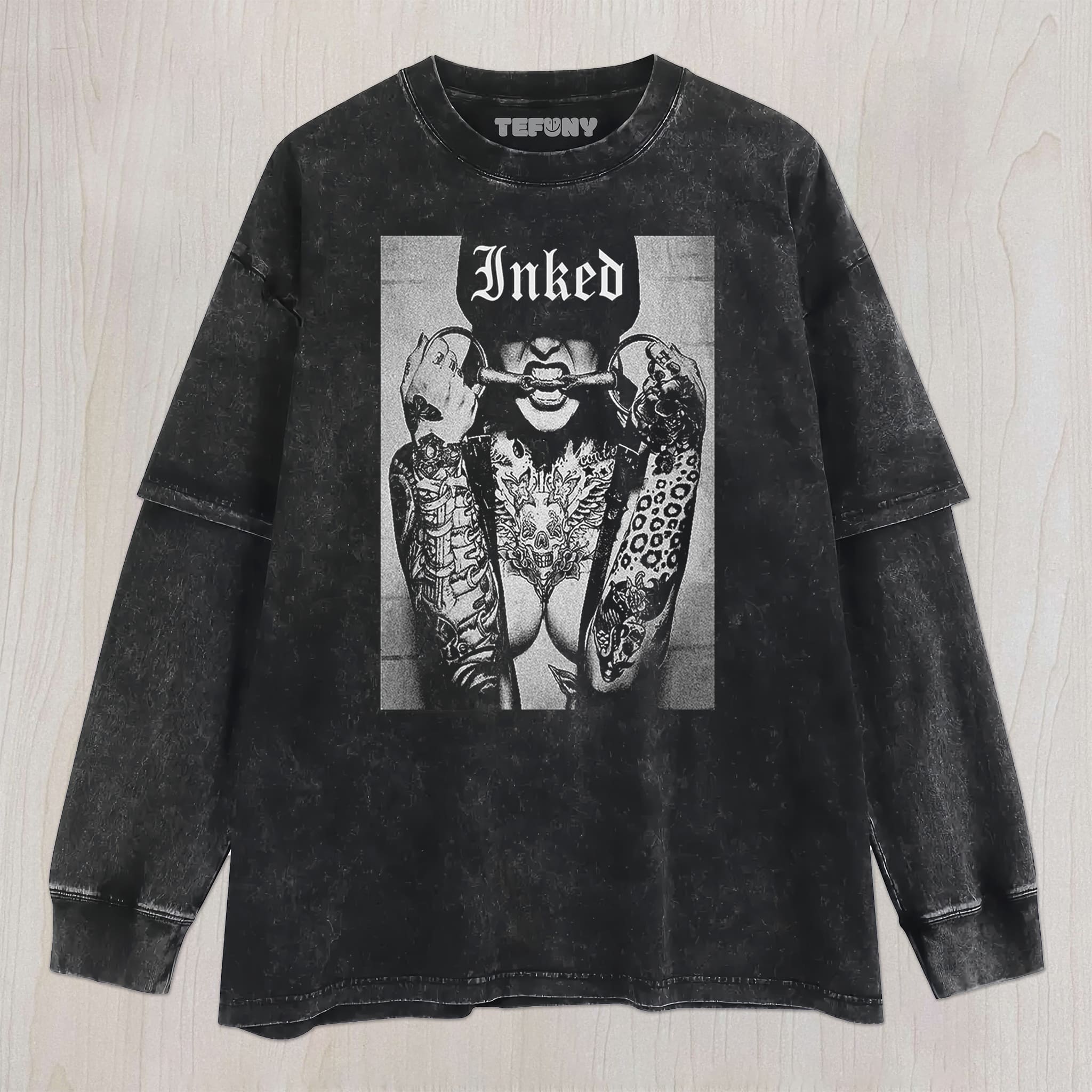 SEXY TATTOO INKED GIRL UNISEX TEE, TANK TOP, LAYERED LS, SWEATSHIRT & HOODIE