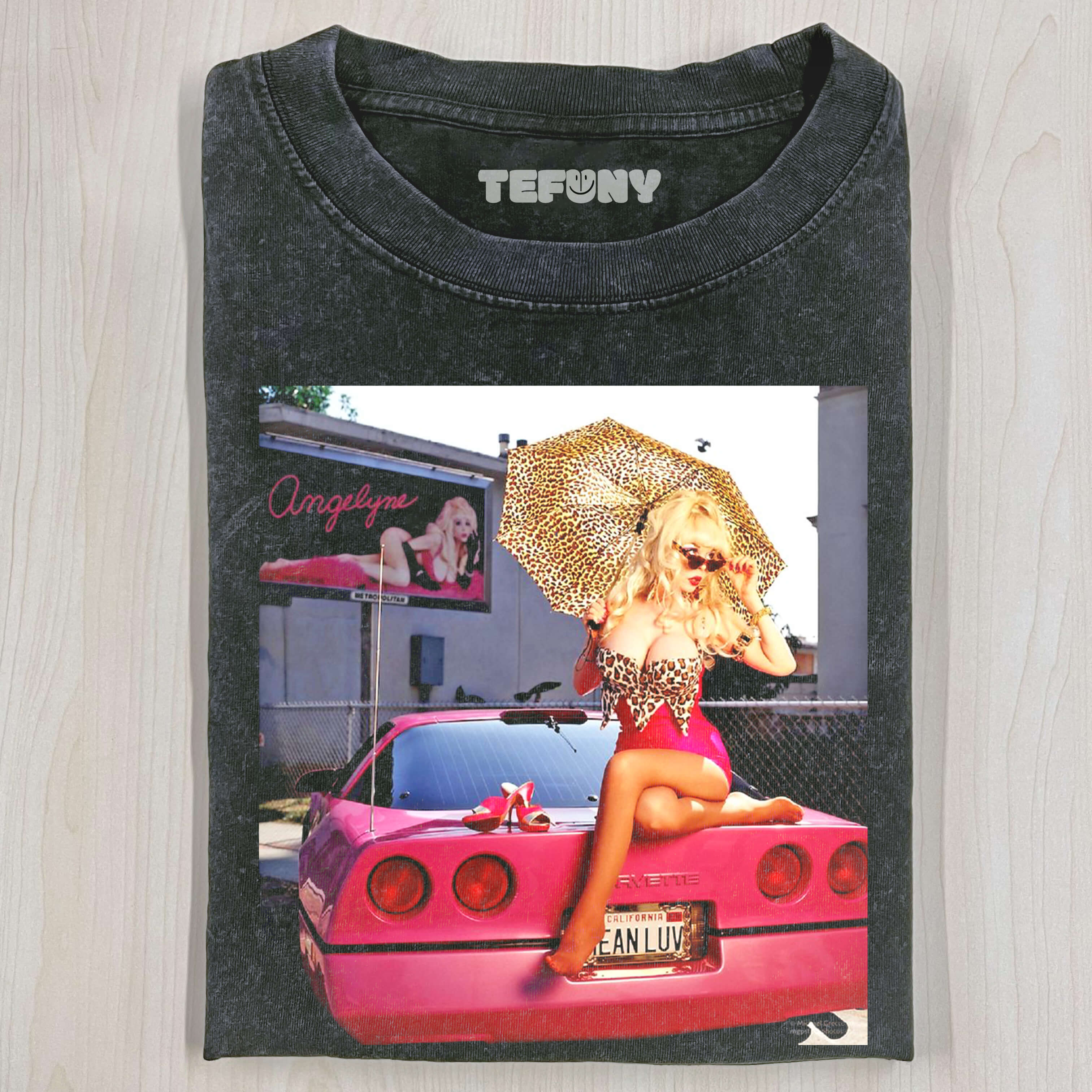 SEXY ANGELYNE SITTING ON THE CAR T-SHIRT