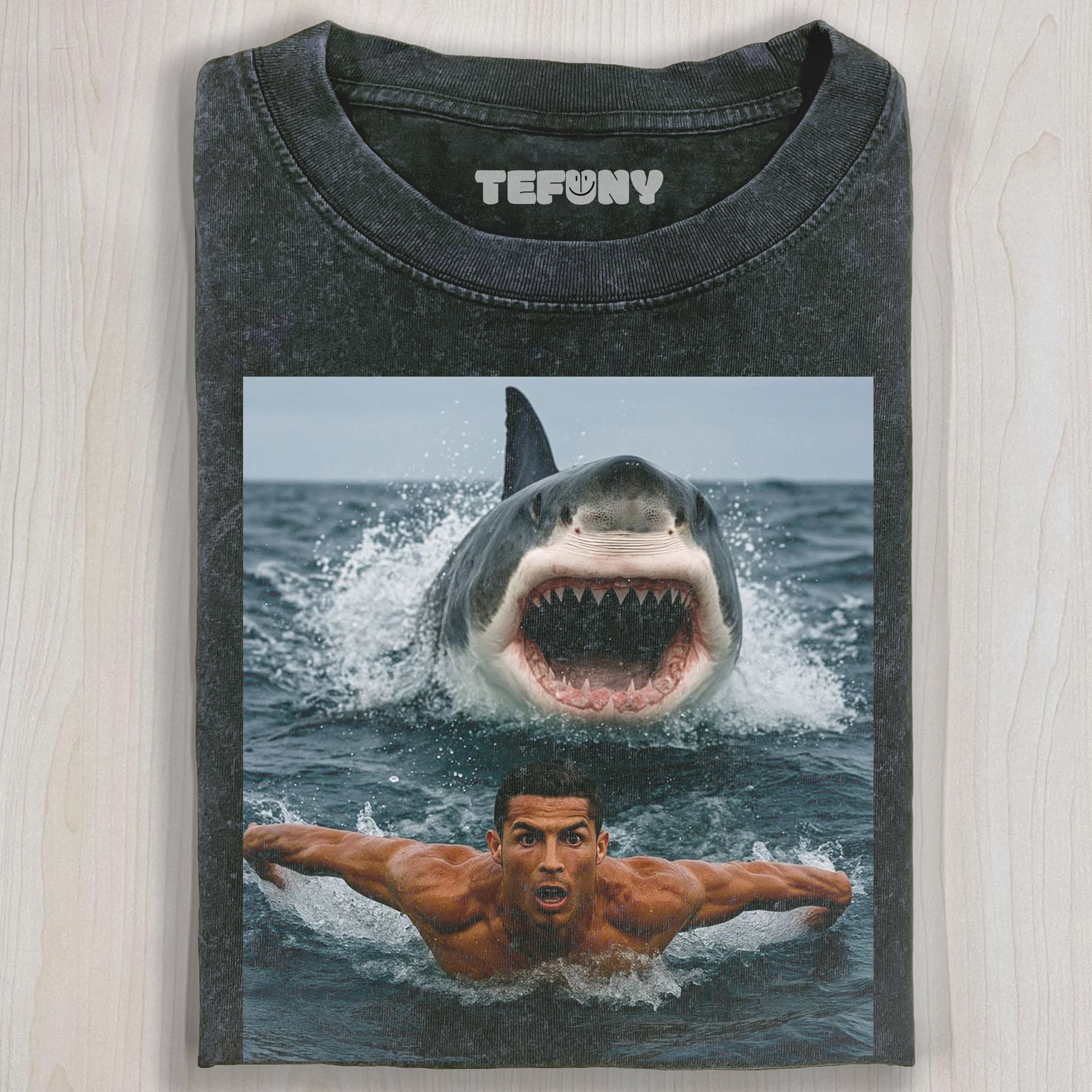 SHARK CHASING RONALDO T-SHIRT
