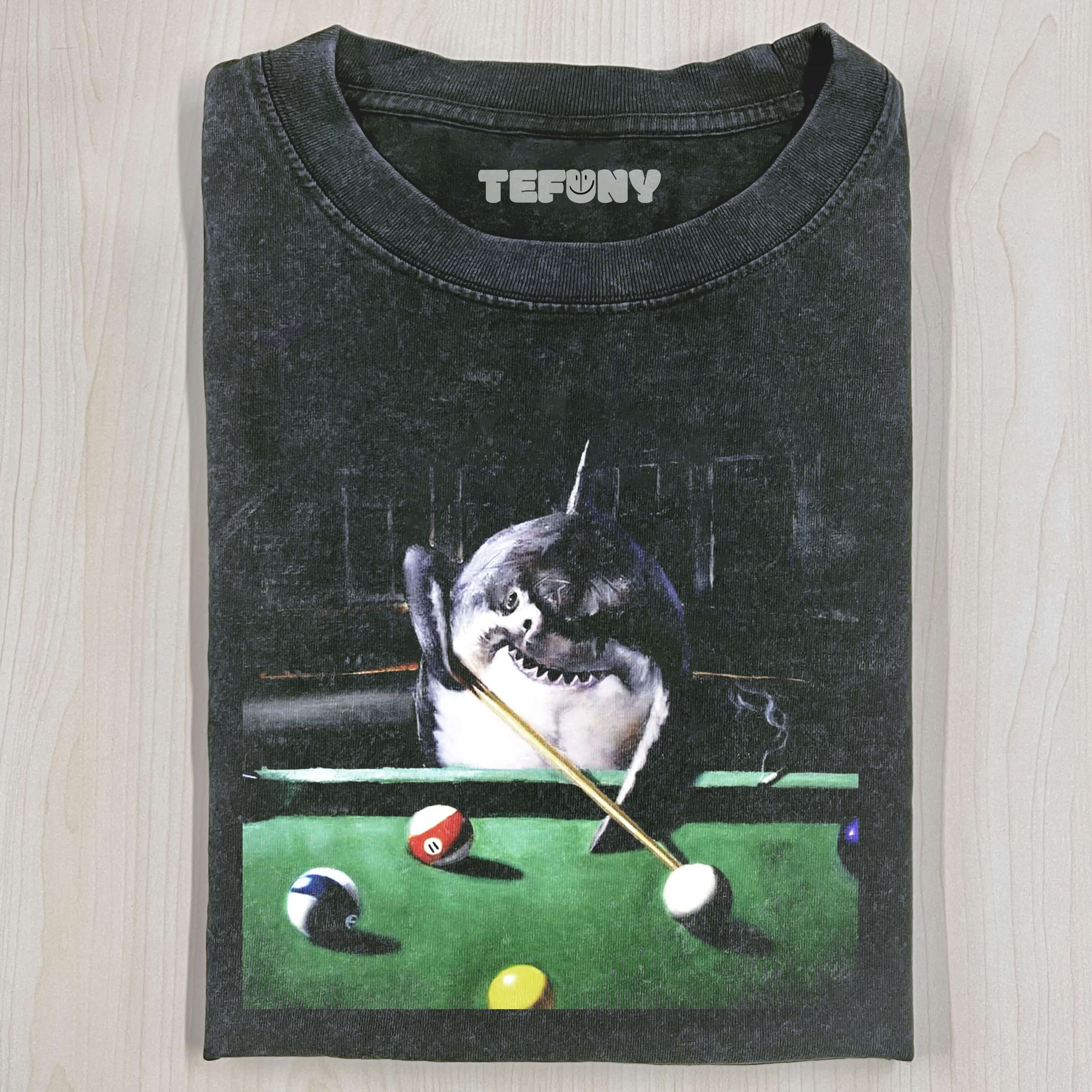 SHARKS PLAYING BILLIARDS FUNNY T-SHIRT