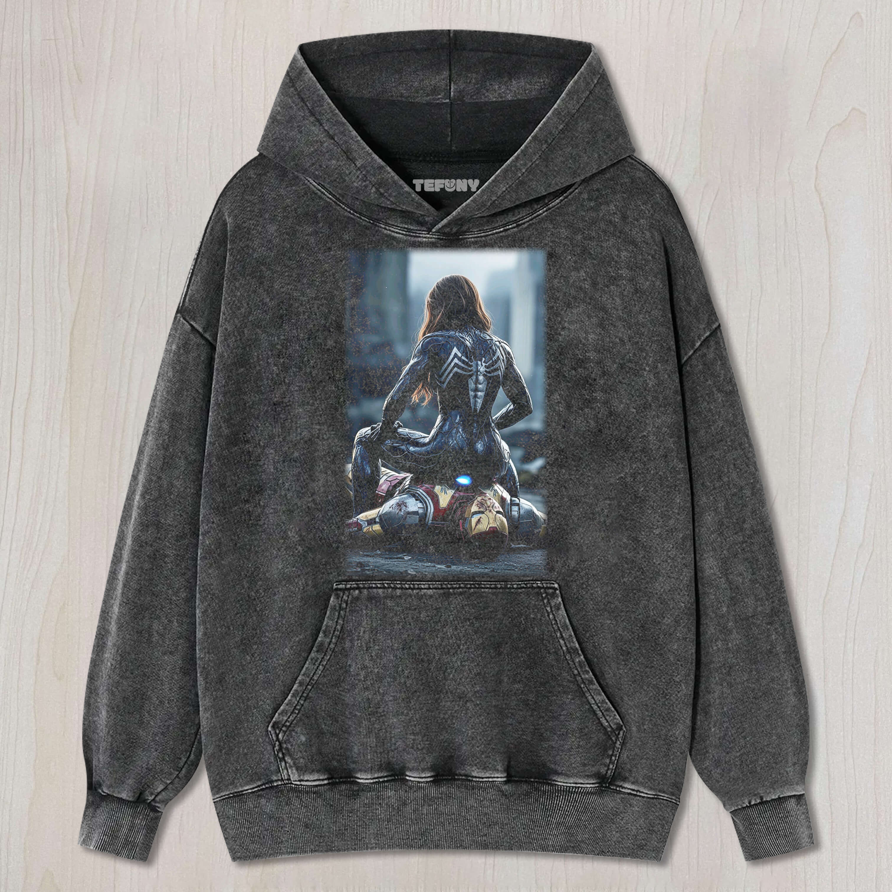 SHE-VENOM SITTING ON IRON MAN TEE & SWEAT & HOOD