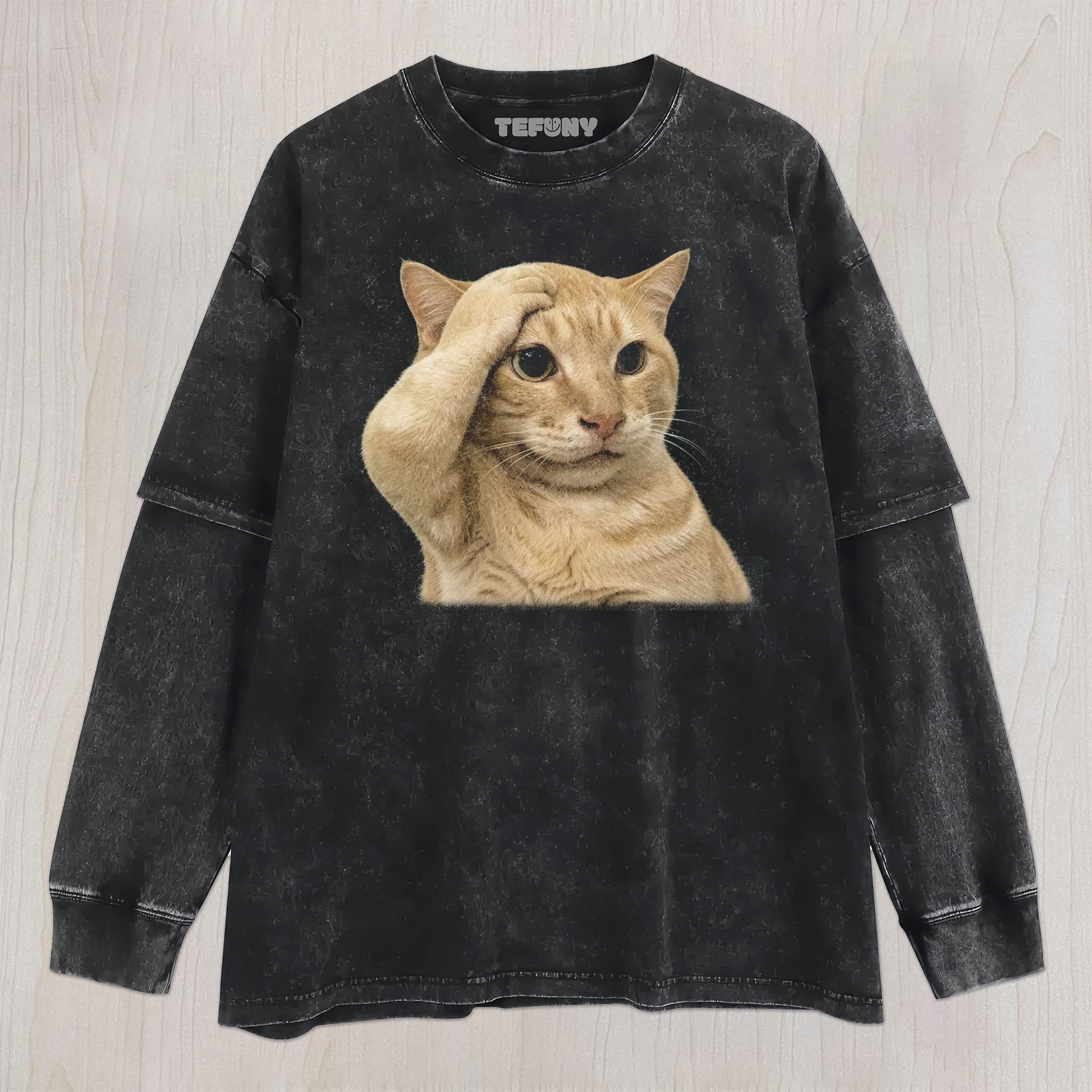 SHOCKED CAT FUNNY MEME UNISEX TEE, TANK TOP, LAYERED LS, SWEATSHIRT & HOODIE