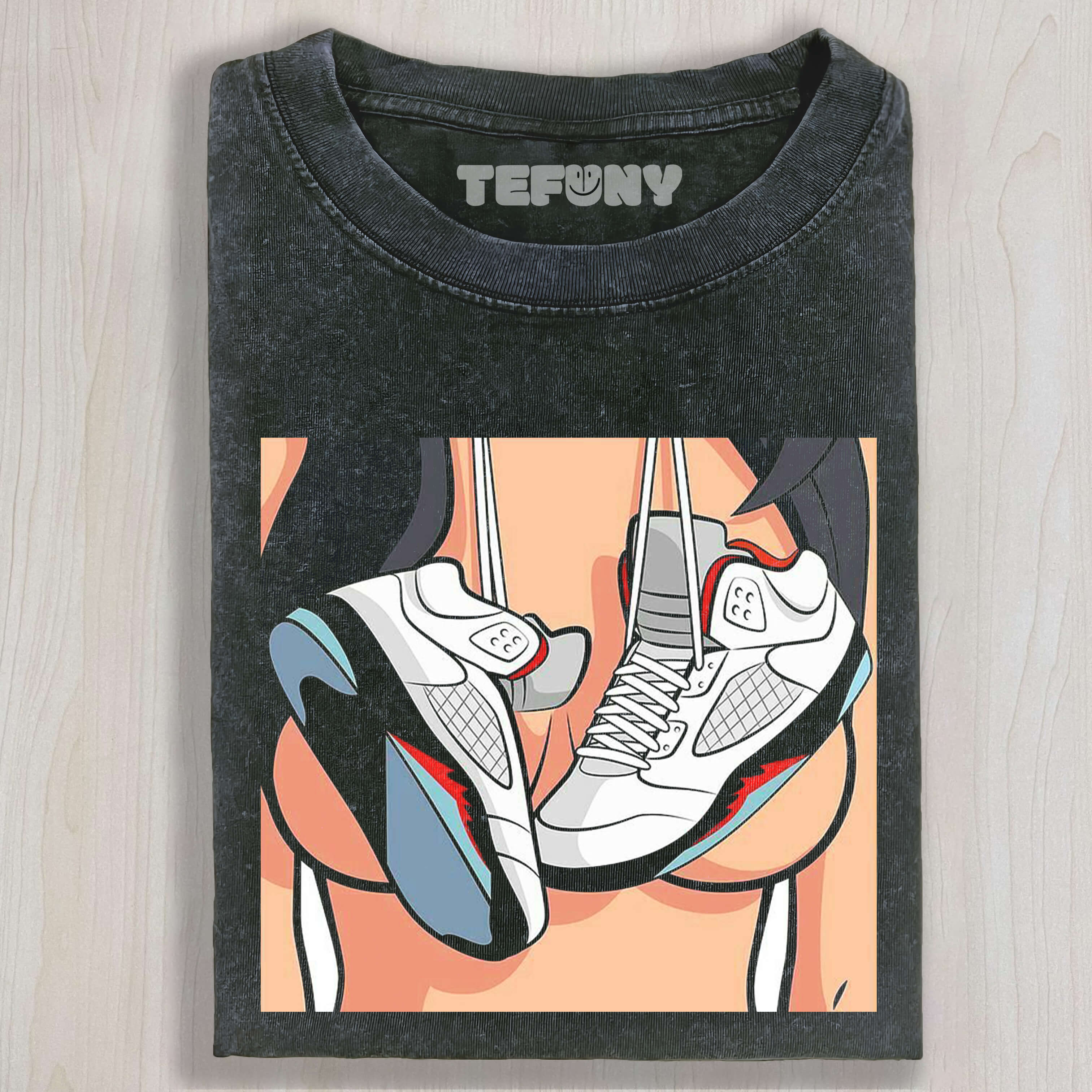SHOES HANGING ON THE CHEST T-SHIRT