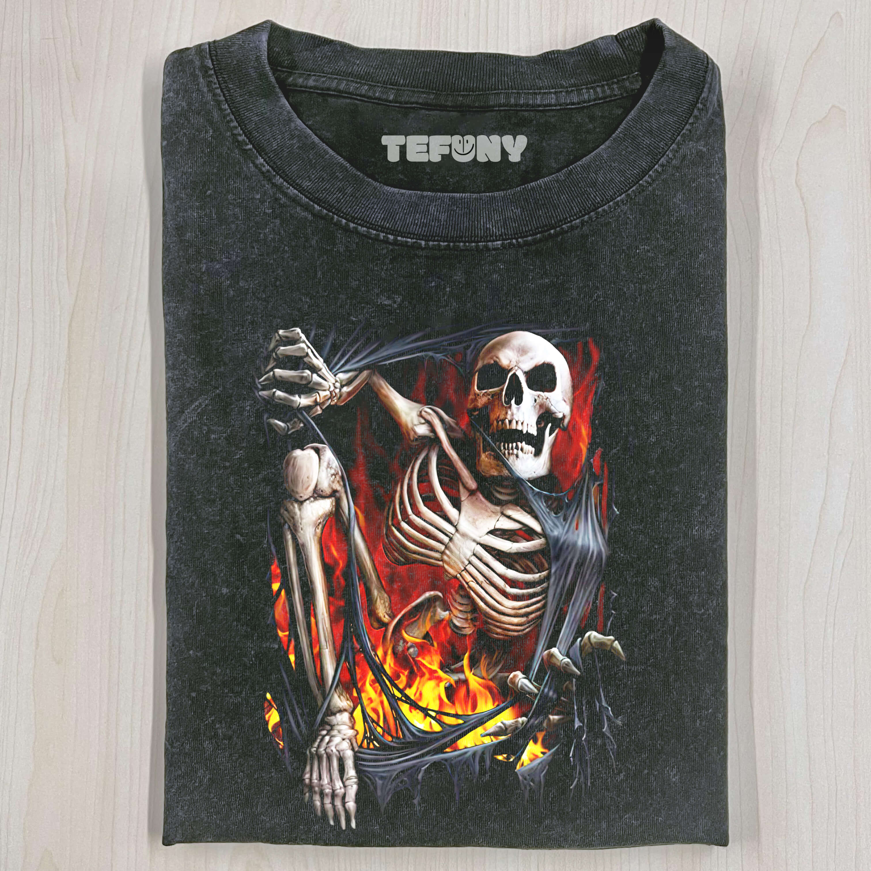 SKELETON ESCAPES FROM THE FIRE PIT T-SHIRT