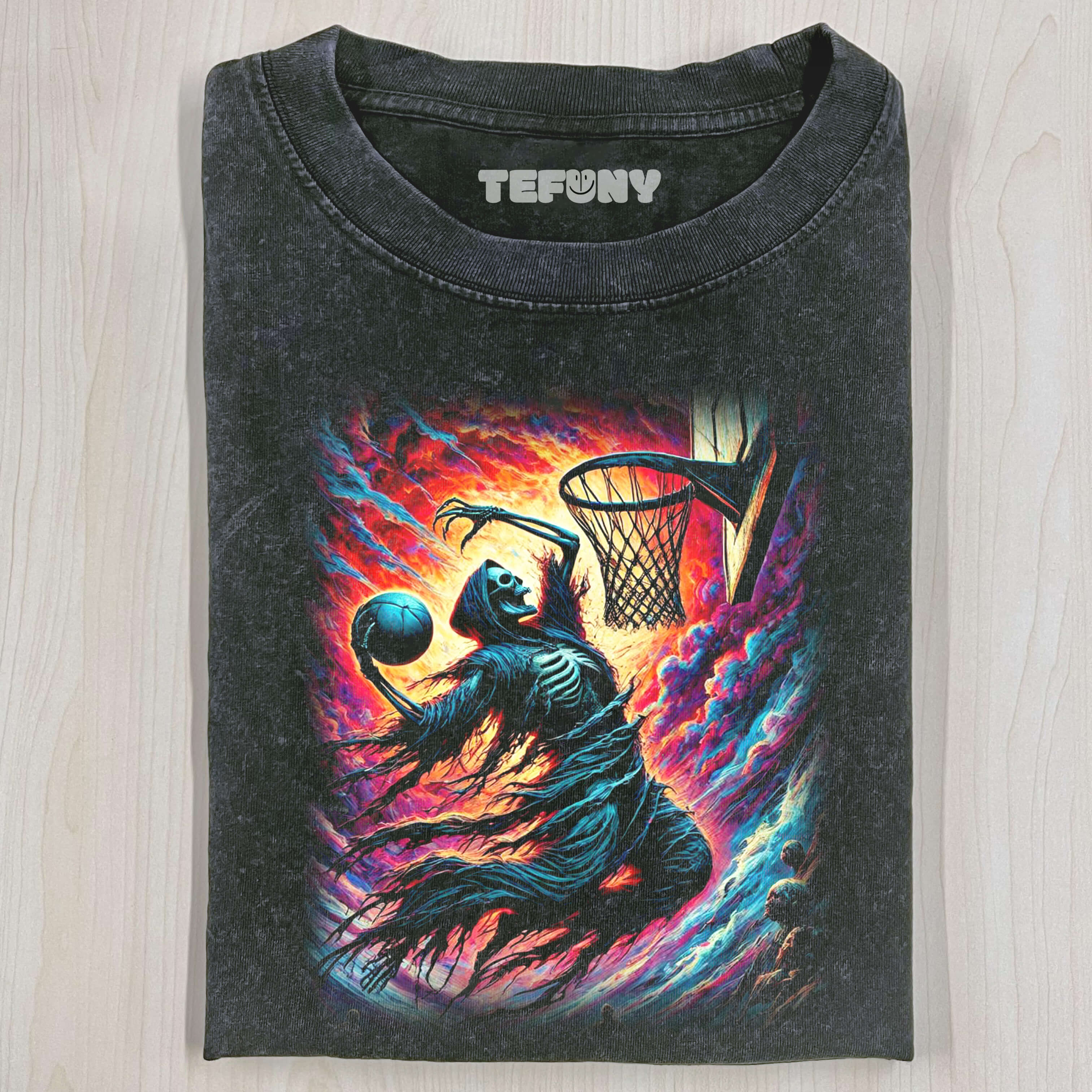SKELETON PLAYING BASKETBALL T-SHIRT