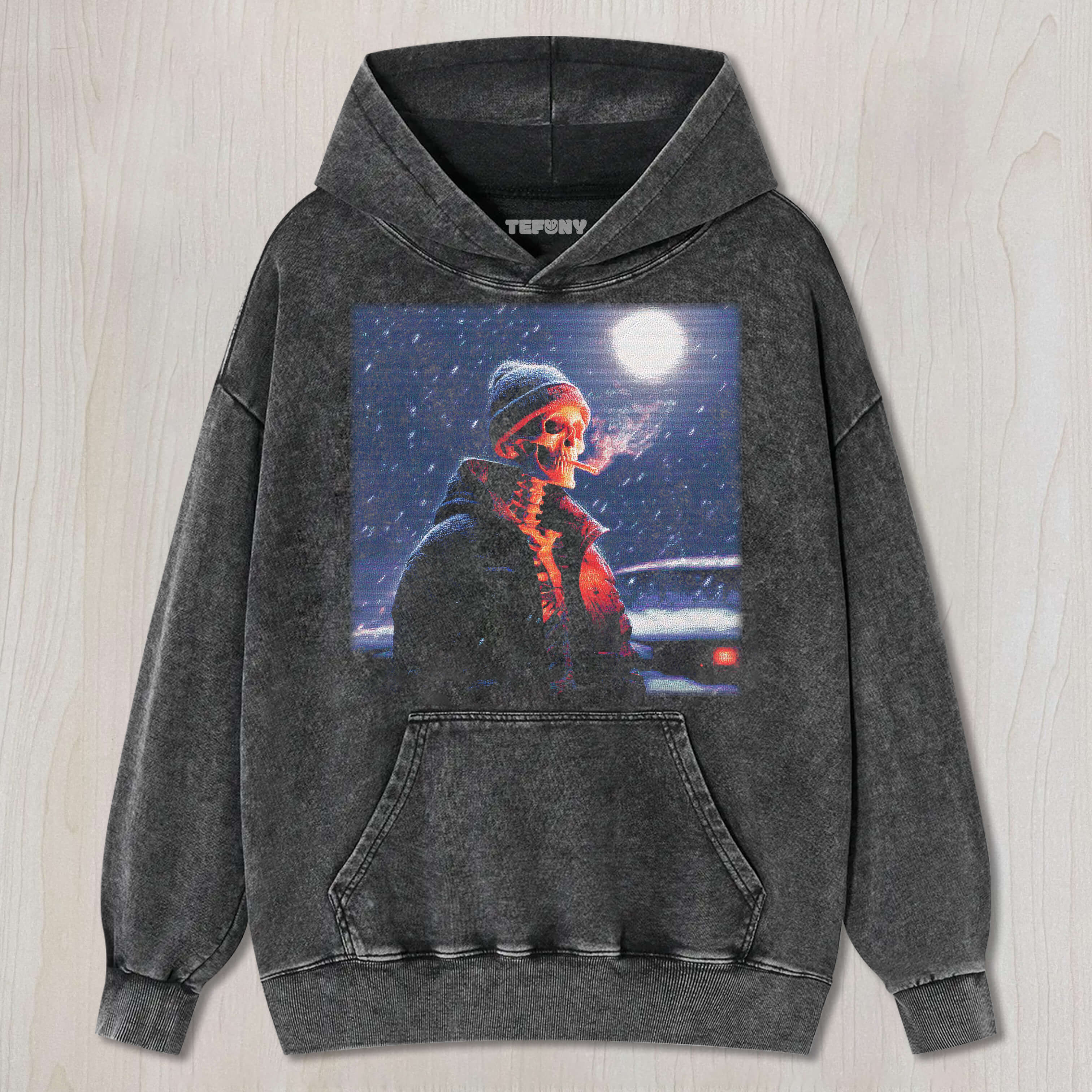 SKELETON SMOKING IN THE SNOW T-SHIRT