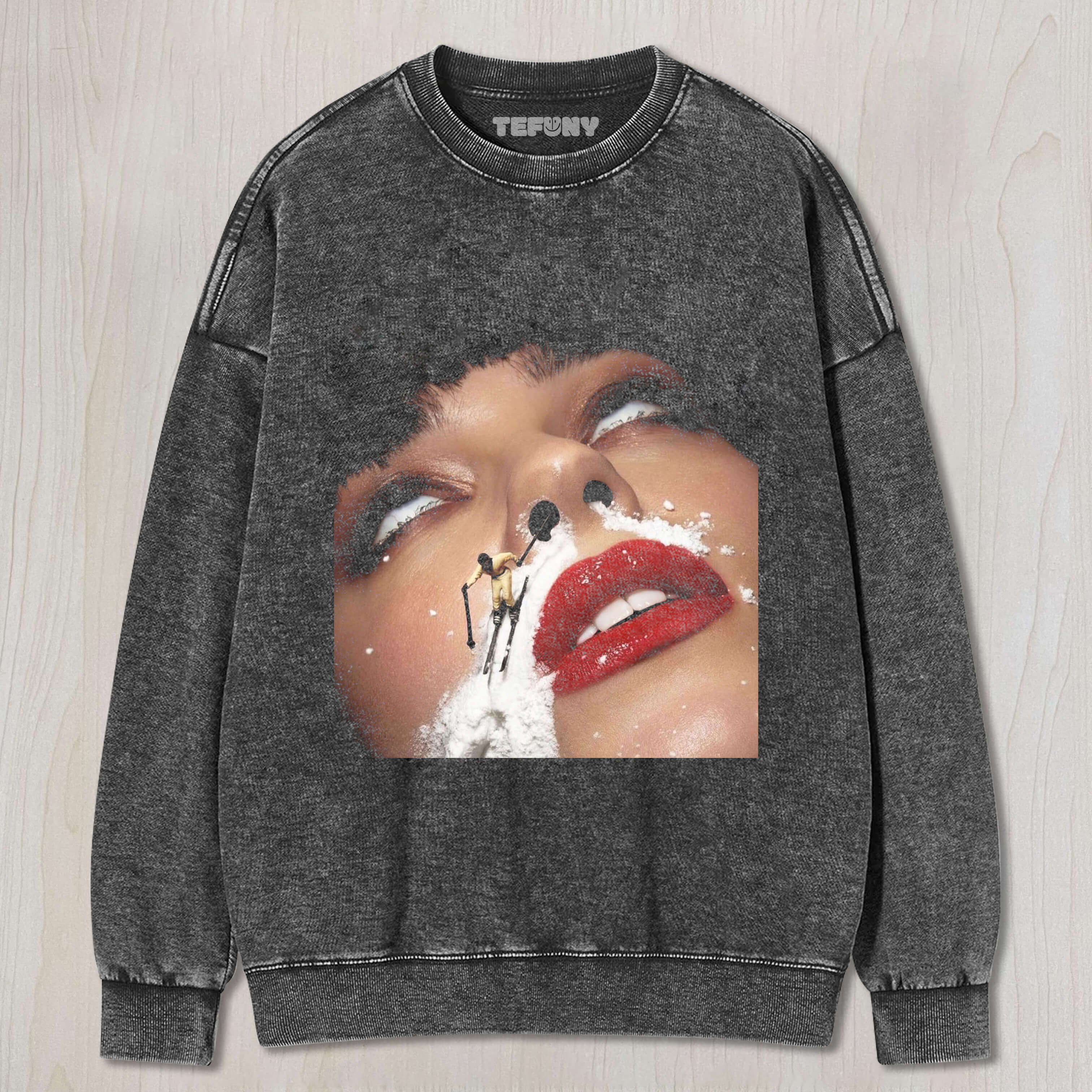 SKIING ON THE FACE OF MIA WALLACE T-SHIRT