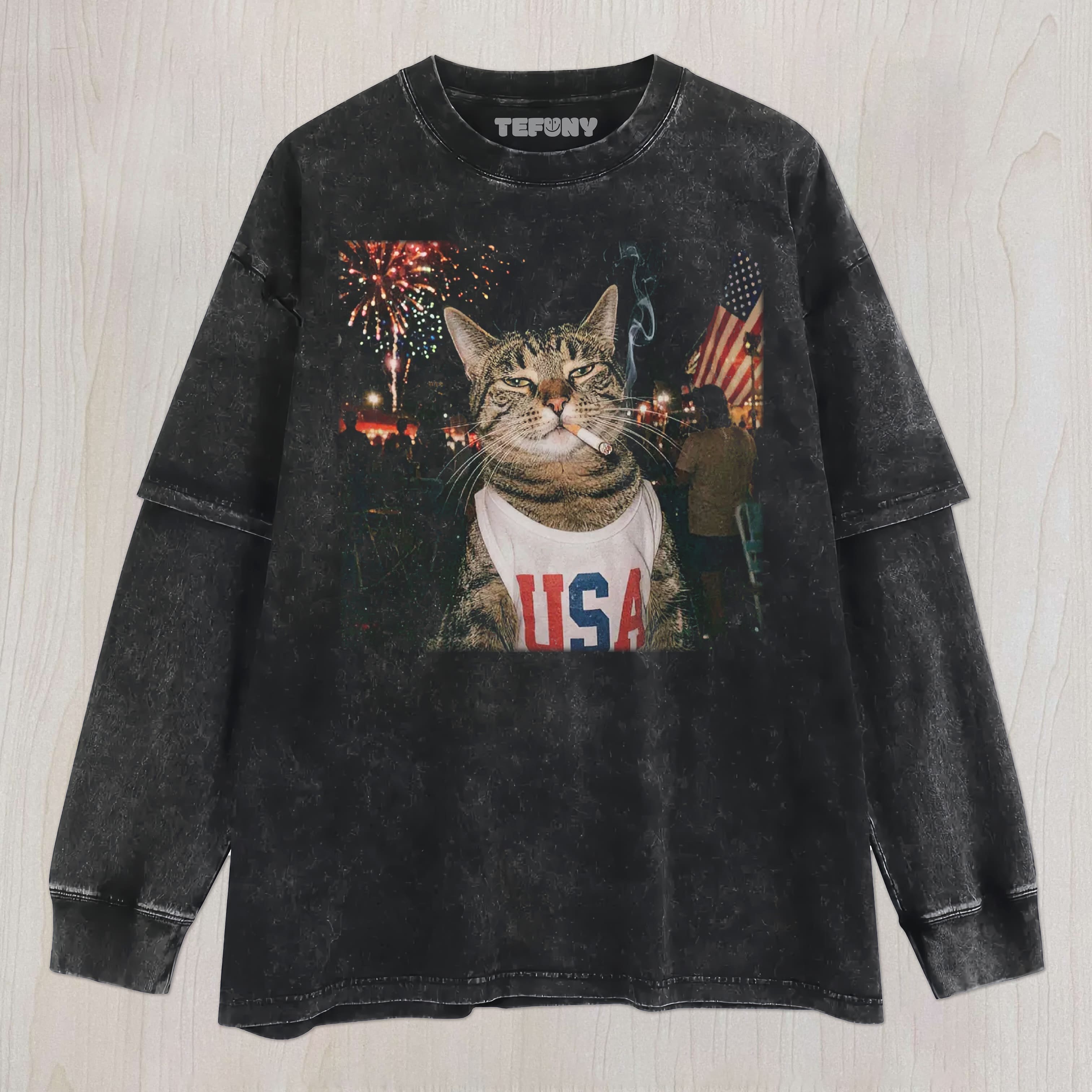 SMOKING CAT N UNISEX TEE, TANK TOP, LAYERED LS, SWEATSHIRT & HOODIE