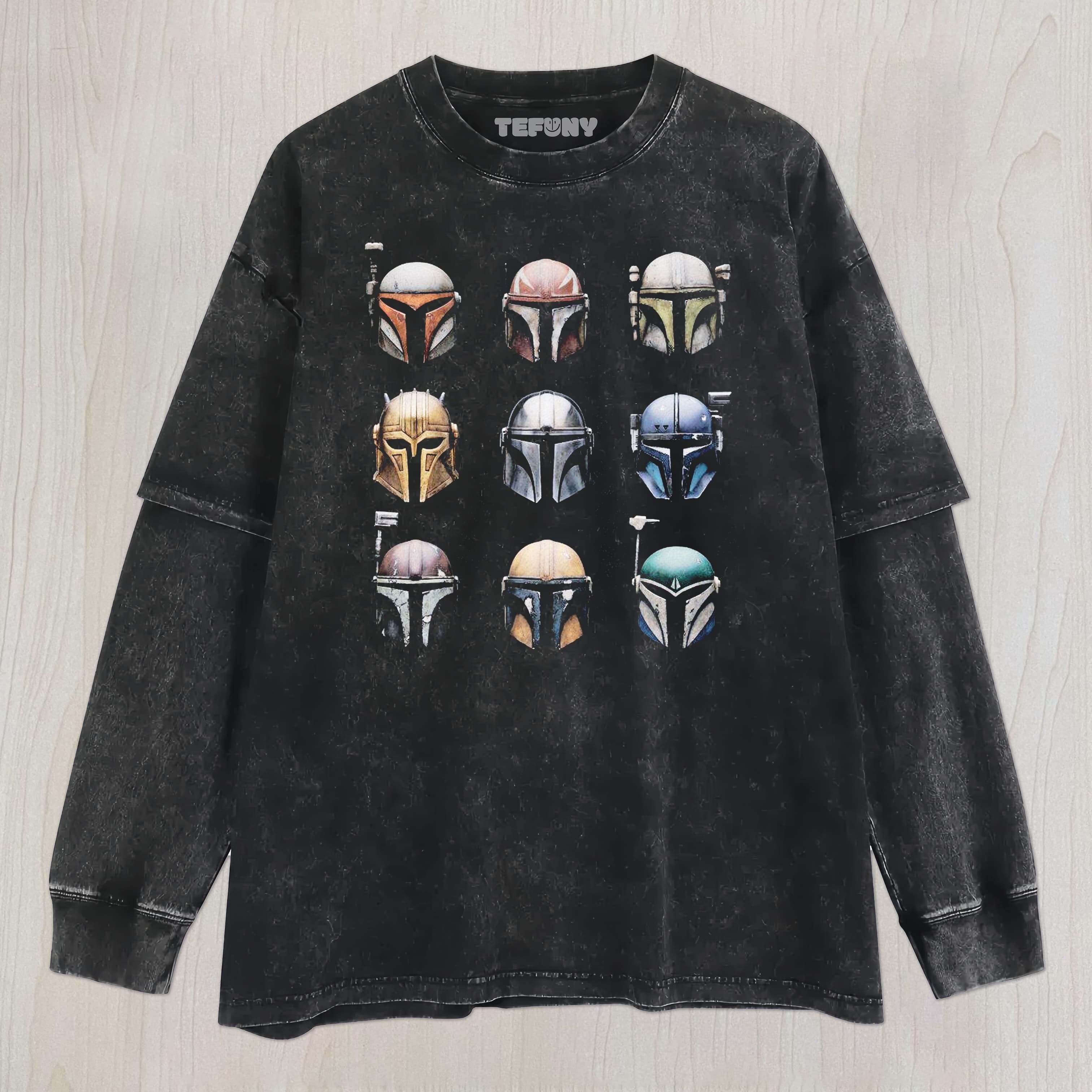 STAR WARS THE MANDALORIAN HELMETS UNISEX TEE, TANK TOP, LAYERED LS, SWEATSHIRT & HOODIE