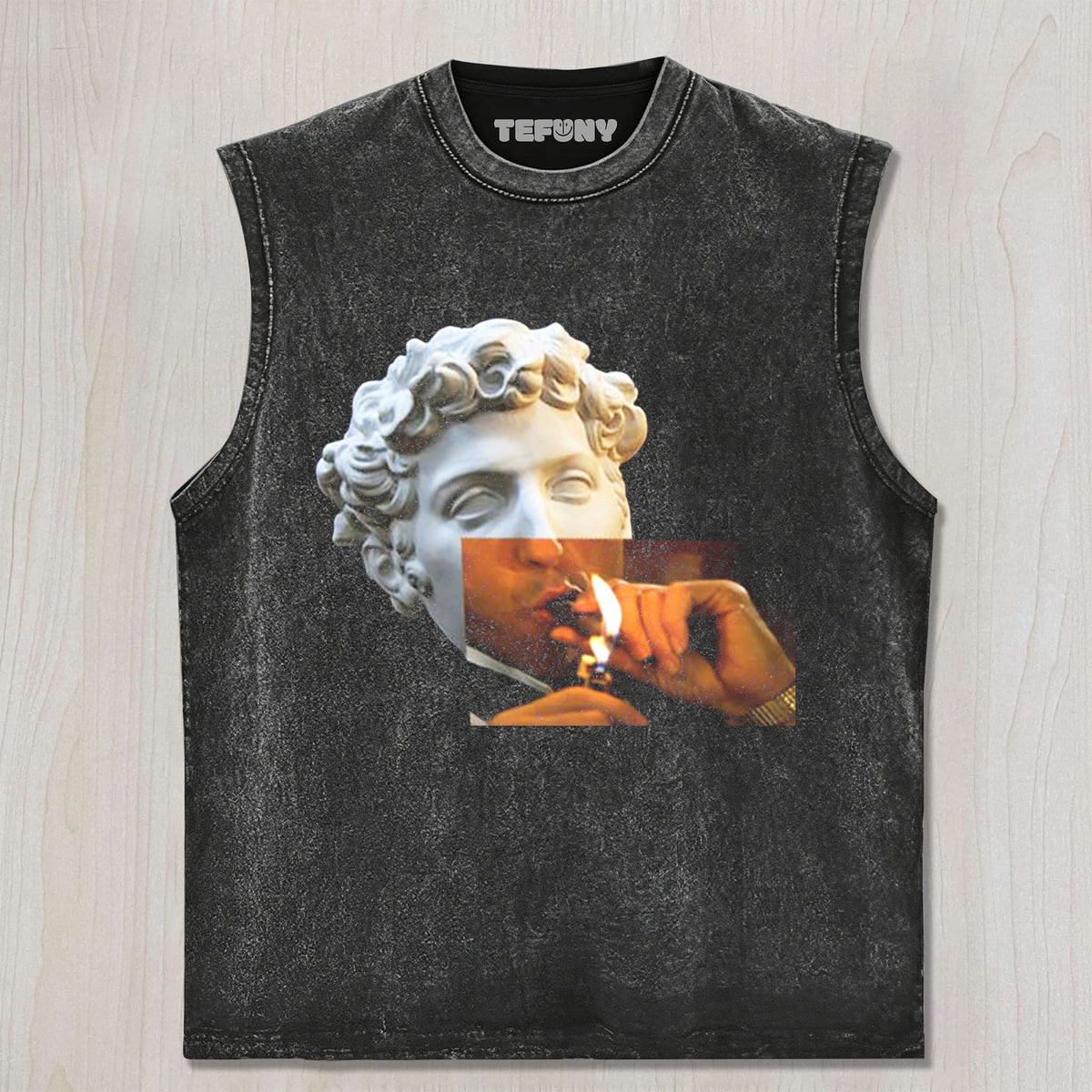 STATUE PARODIES SMOKING UNISEX TEE, TANK TOP, LAYERED LS, SWEATSHIRT & HOODIE